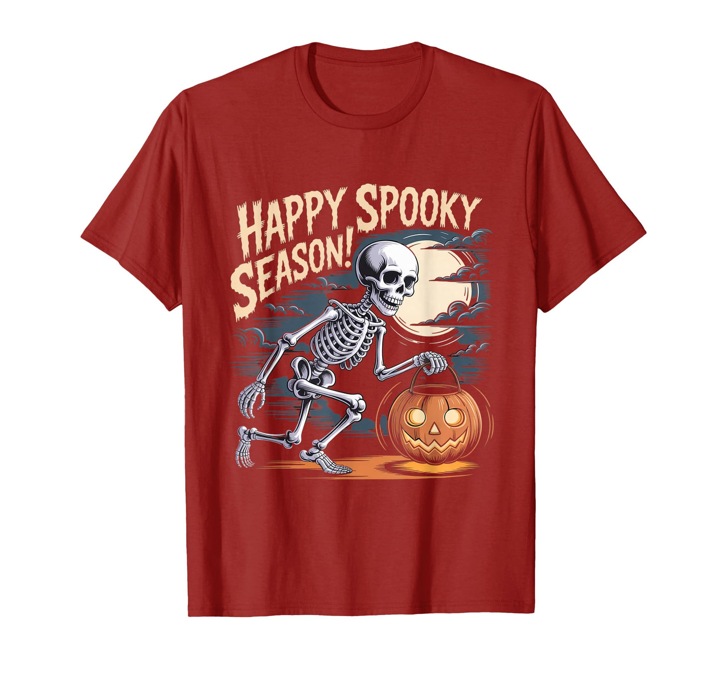 Happy Spooky Season Outfit – Skeleton with Pumpkin Lantern a T-Shirt