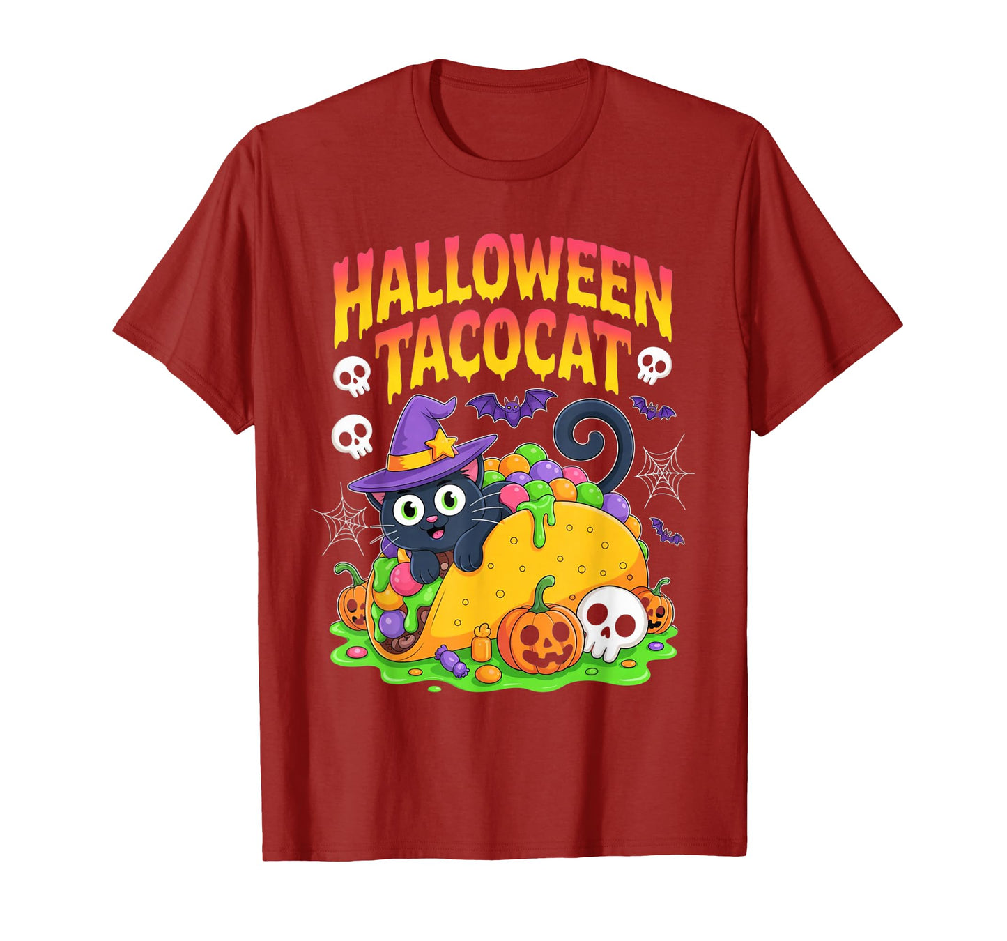 Cute Halloween Tacocat Black Cat Funny Taco Costume Design T-Shirt