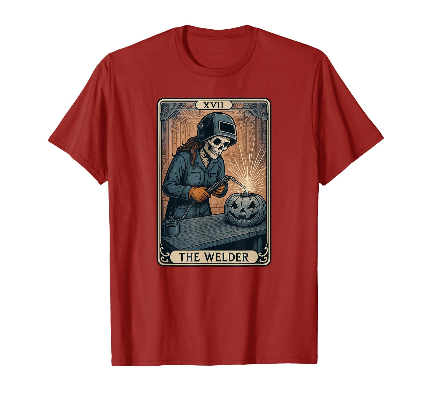 Halloween Welder Skull Pumpkin Gift for Women T-Shirt