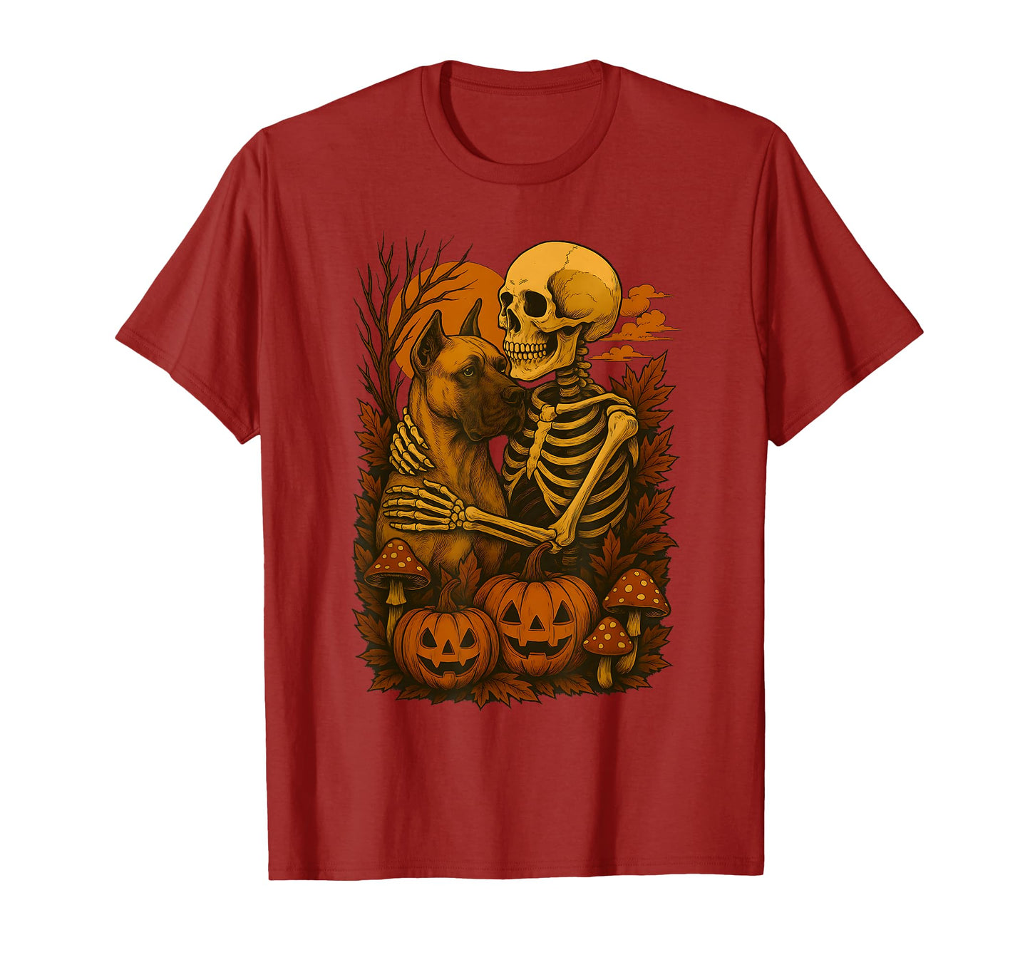 Skeleton Hugging Great Dane T-Shirt