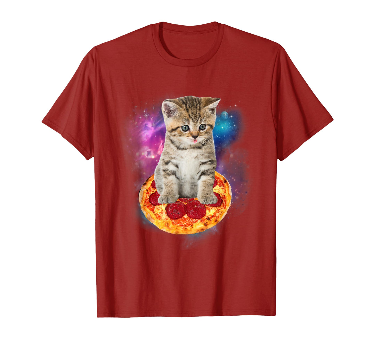 Funny Galaxy Cat in Space - Cat riding Pizza and Taco Lover T-Shirt for Men Women Kids