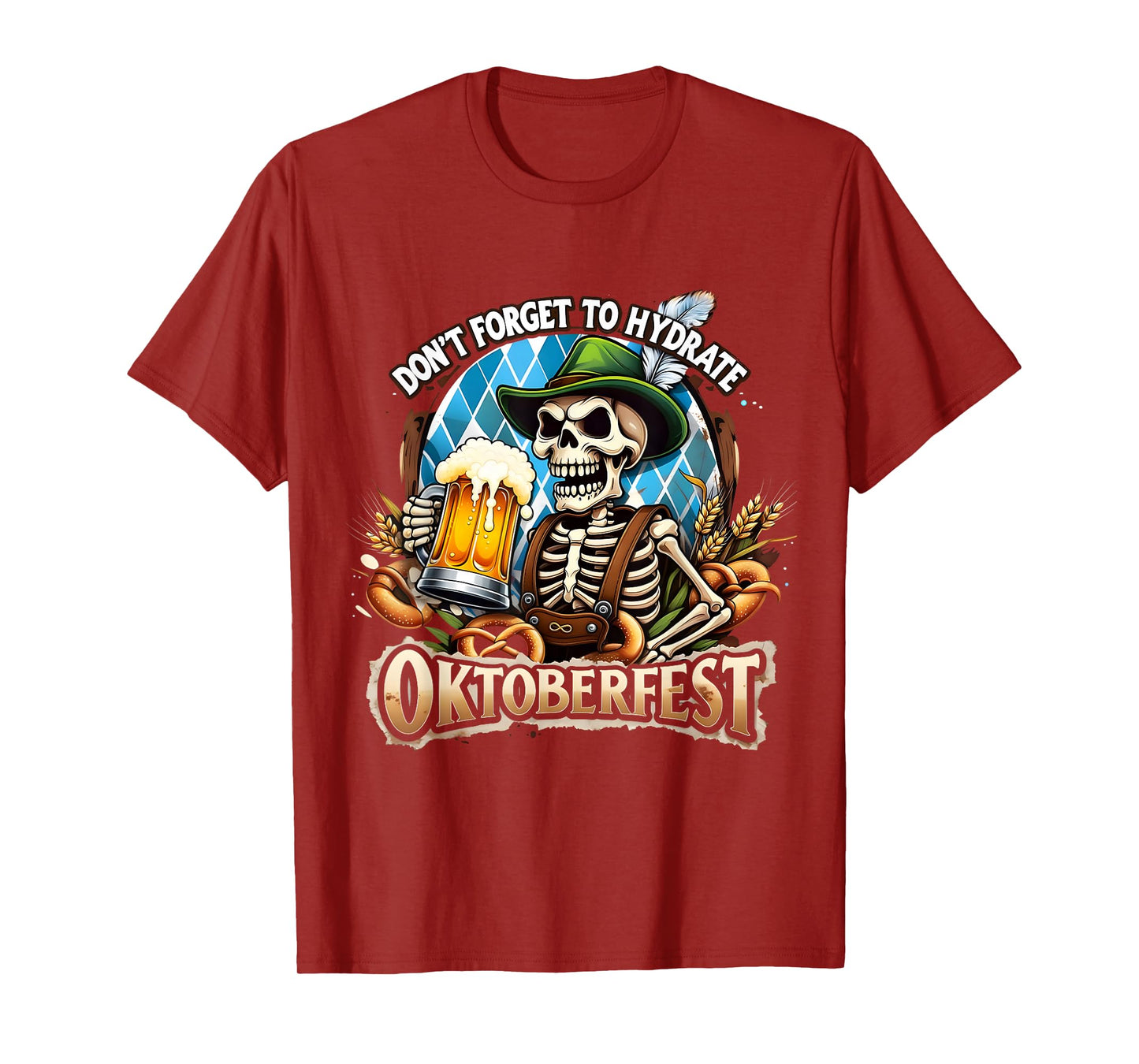 Oktoberfest Skeleton Funny Beer Drinking Hydrate T-Shirt