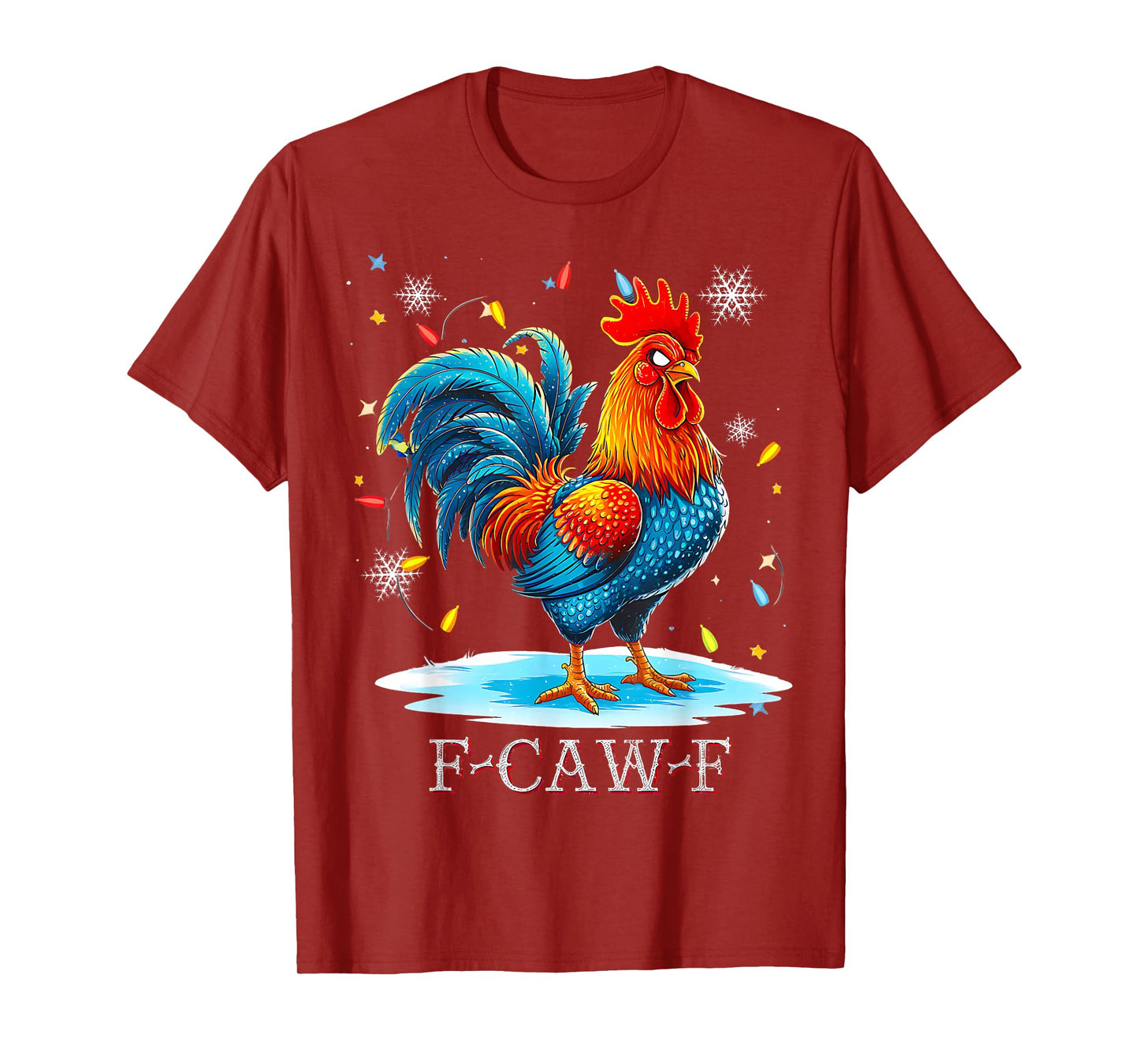 Christmas Rooster Chicken Santa Hat Funny Farm Humor Xmas T-Shirt