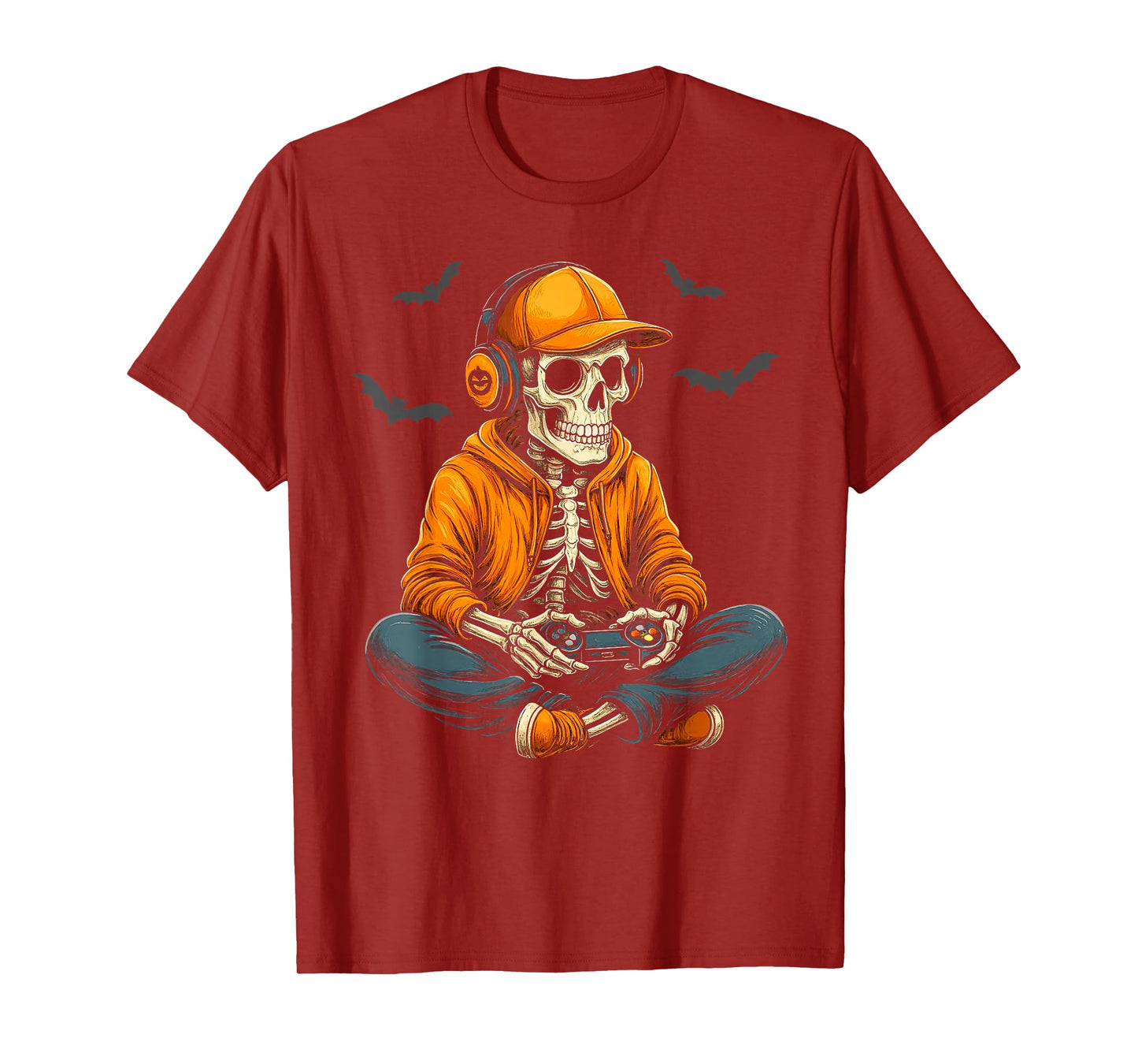 Halloween Skeleton Gamer Video Gaming Boys Men Kids Tees T-Shirt