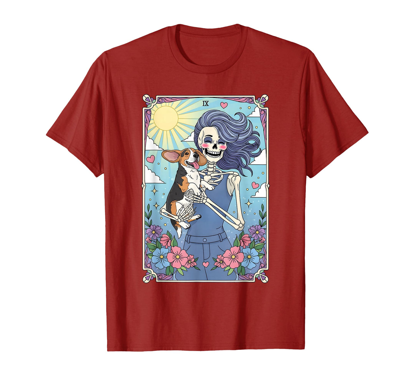 Beagle Dog Tarot Card Halloween Costume Skeleton T-Shirt