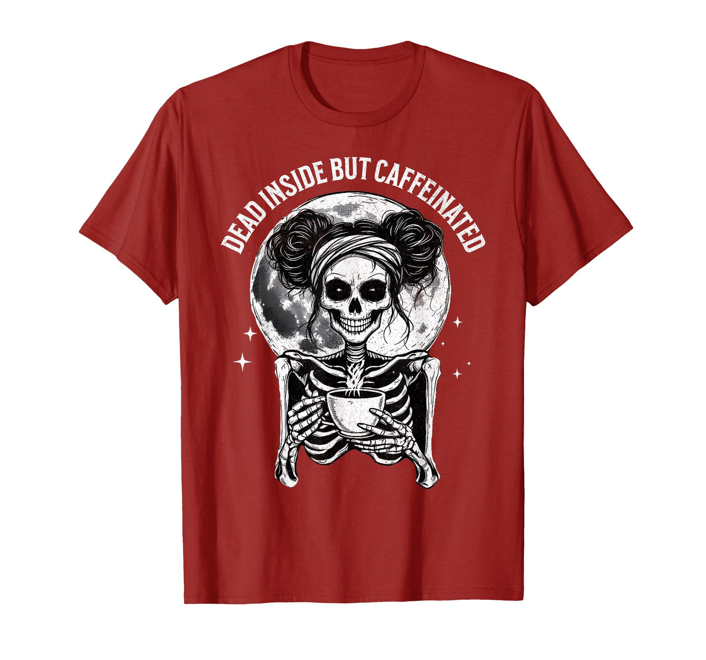 Dead Inside But Caffeinated Skeleton Coffee Funny Halloween T-Shirt