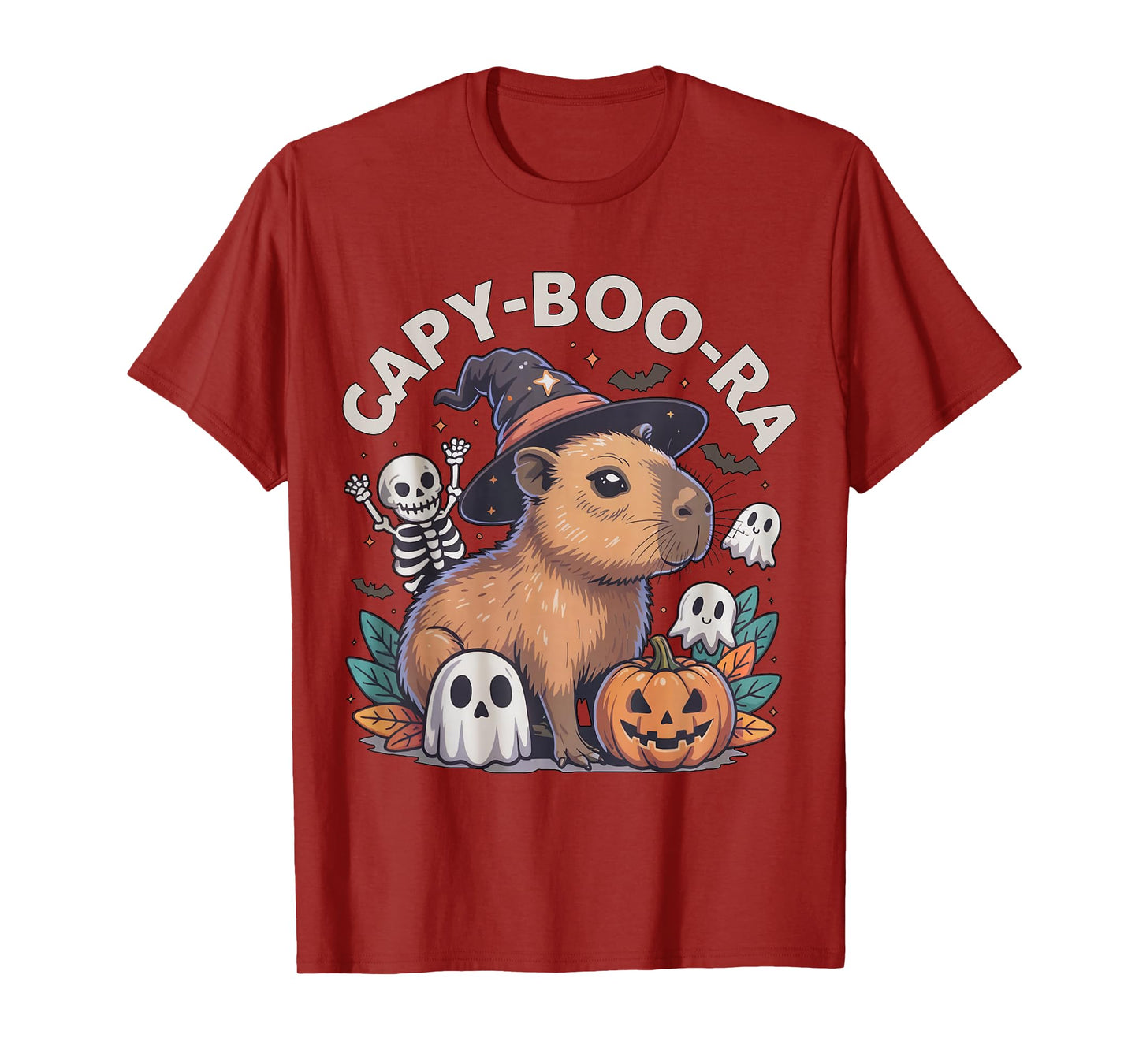 Funny Capybara Witch Hat Capy-Boo-ra Halloween Ghost Boo T-Shirt