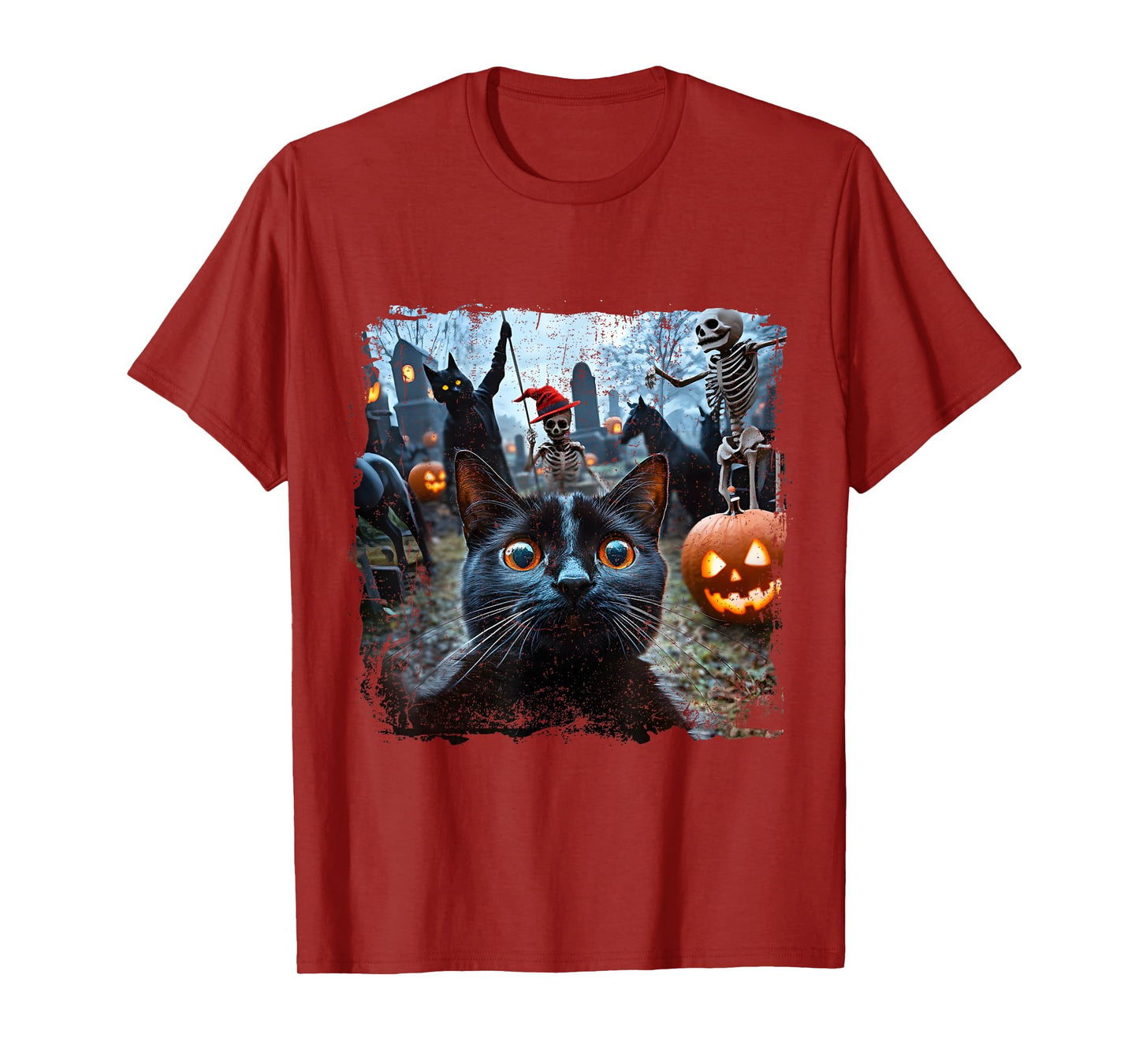 Black Cat Selfie Pumpkin Halloween Spooky Vibes T-Shirt