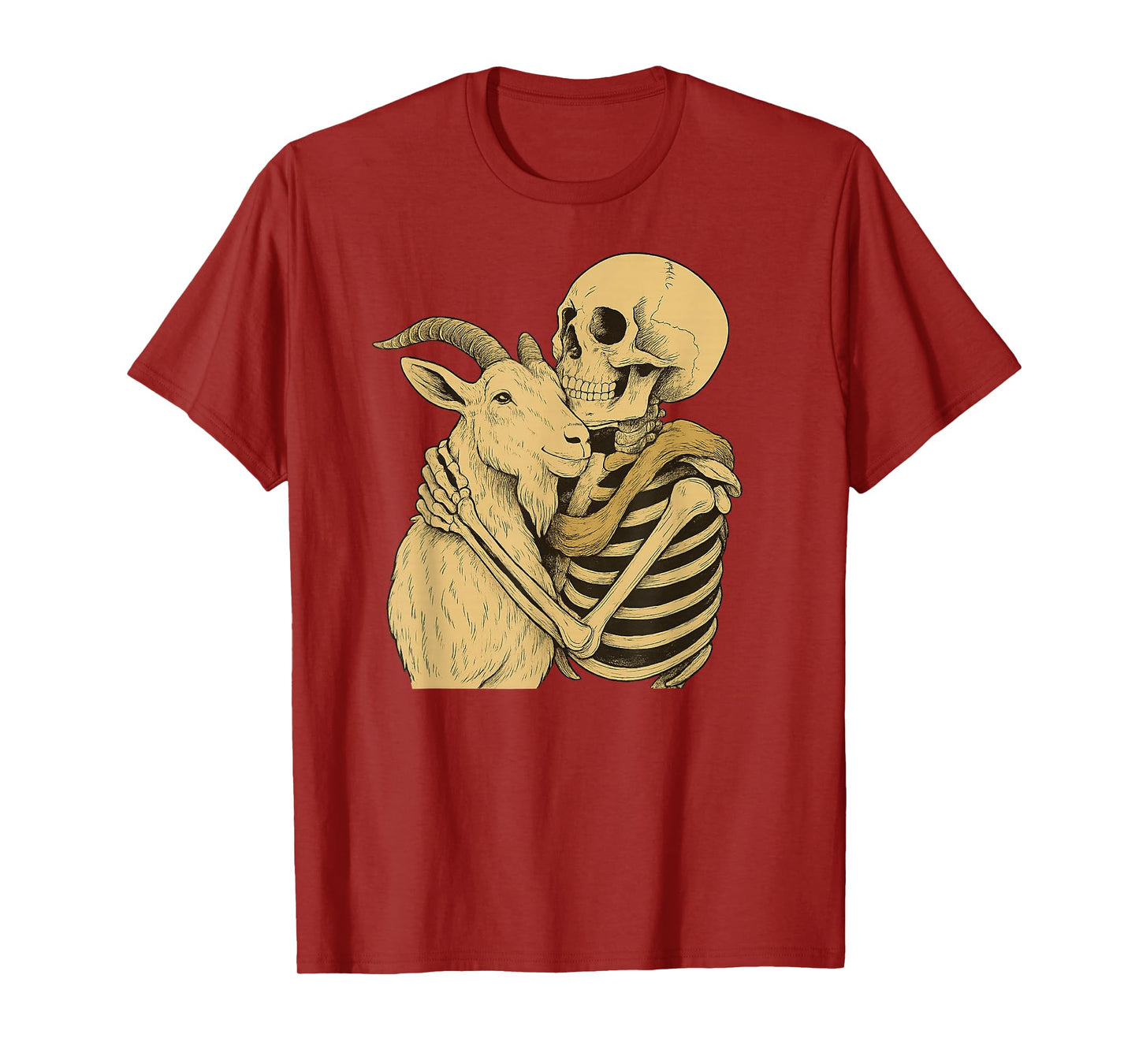 Skeleton Hugging Goat Halloween T-Shirt