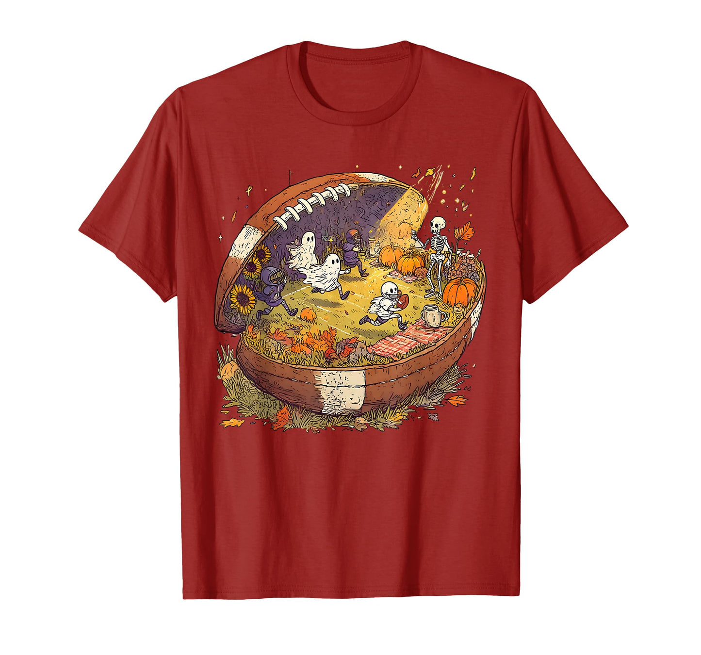 Having a Ball Fall Season Ghosts Skeleton Football Halloween T-Shirt