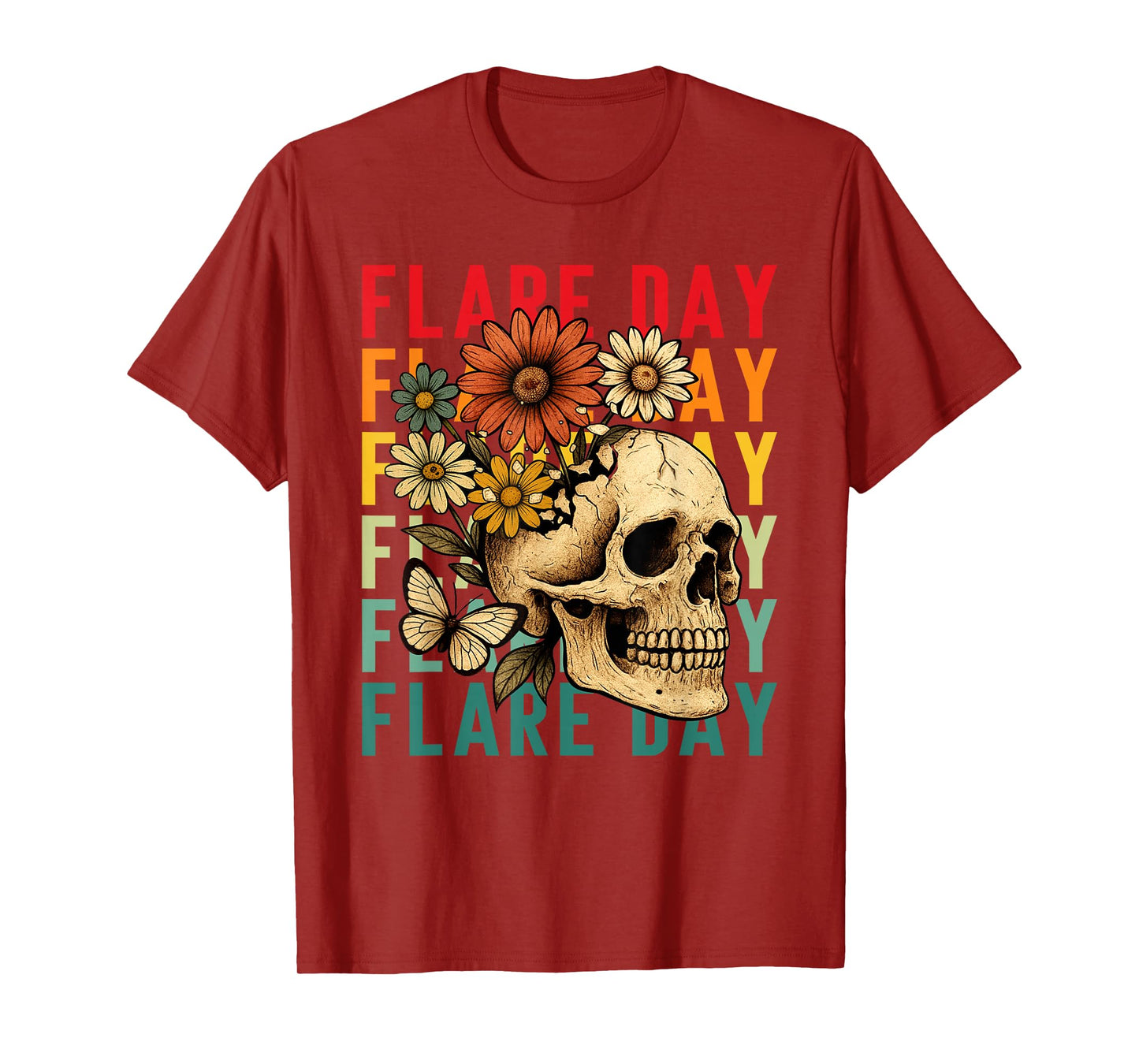 Flare Day Fibromyalgia Dysautonomia Skull Invisible Illness T-Shirt