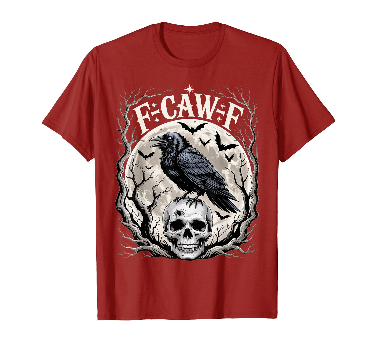 Black Crow F-Caw-F Funny Black Bird Moon Gothic Halloween T-Shirt