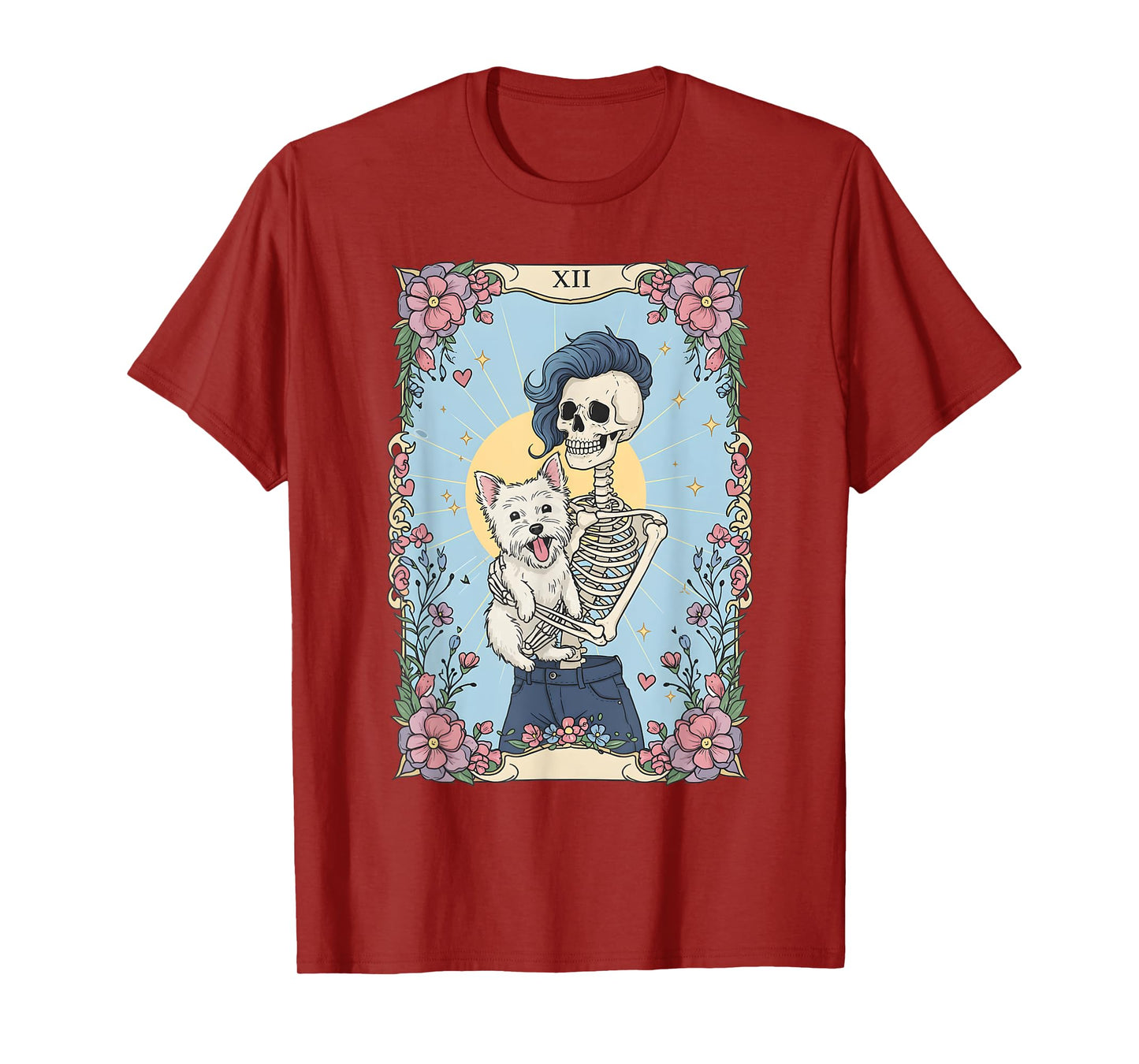Sealyham Terrier Dog Tarot Card Halloween Costume Skeleton T-Shirt