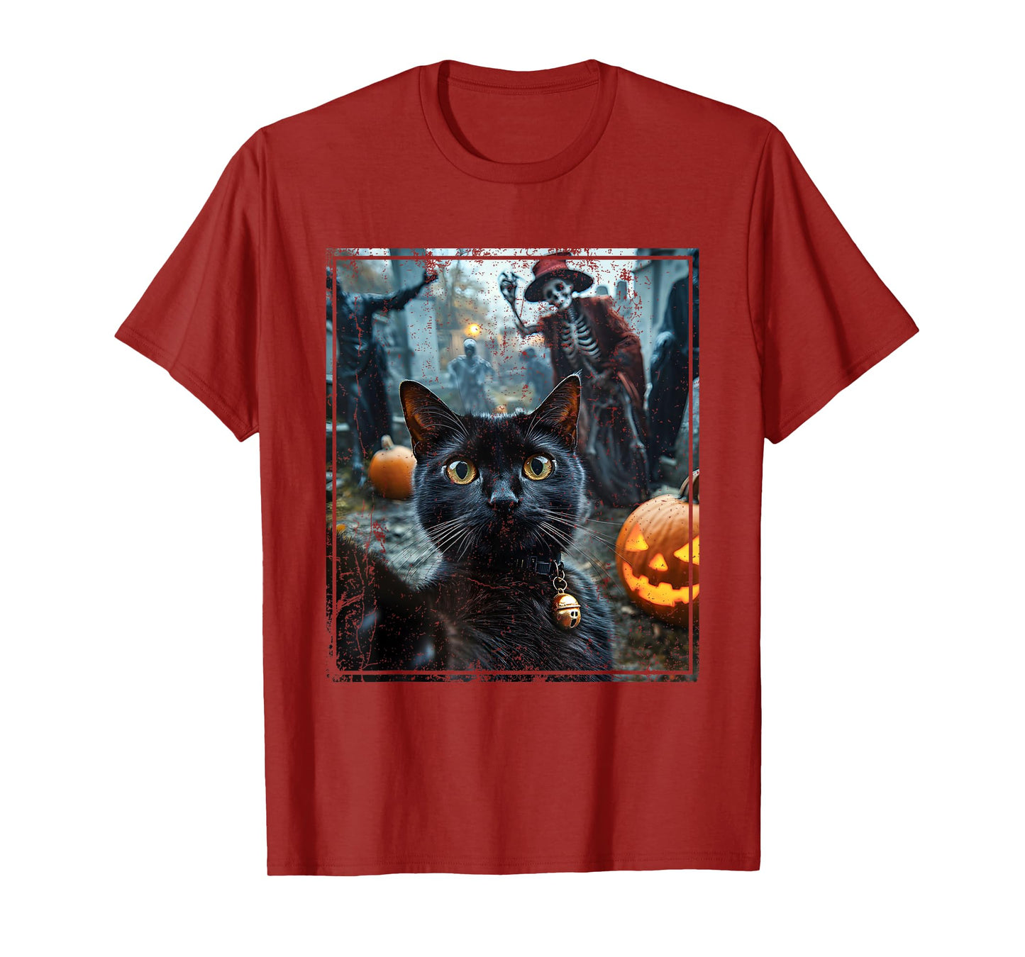 Black Cat Selfie Pumpkin Halloween Spooky Vibes T-Shirt
