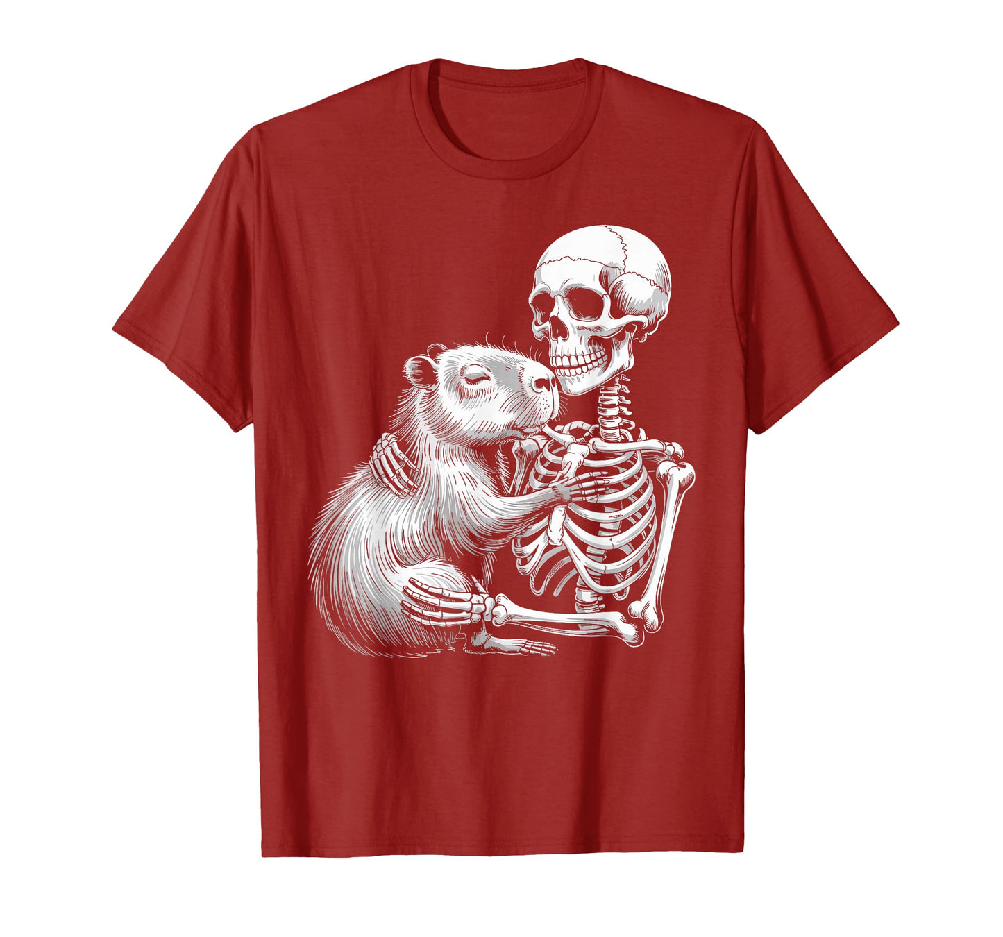 Spooky Skeleton Hugging Capybara Capy Lover Spooky Season T-Shirt