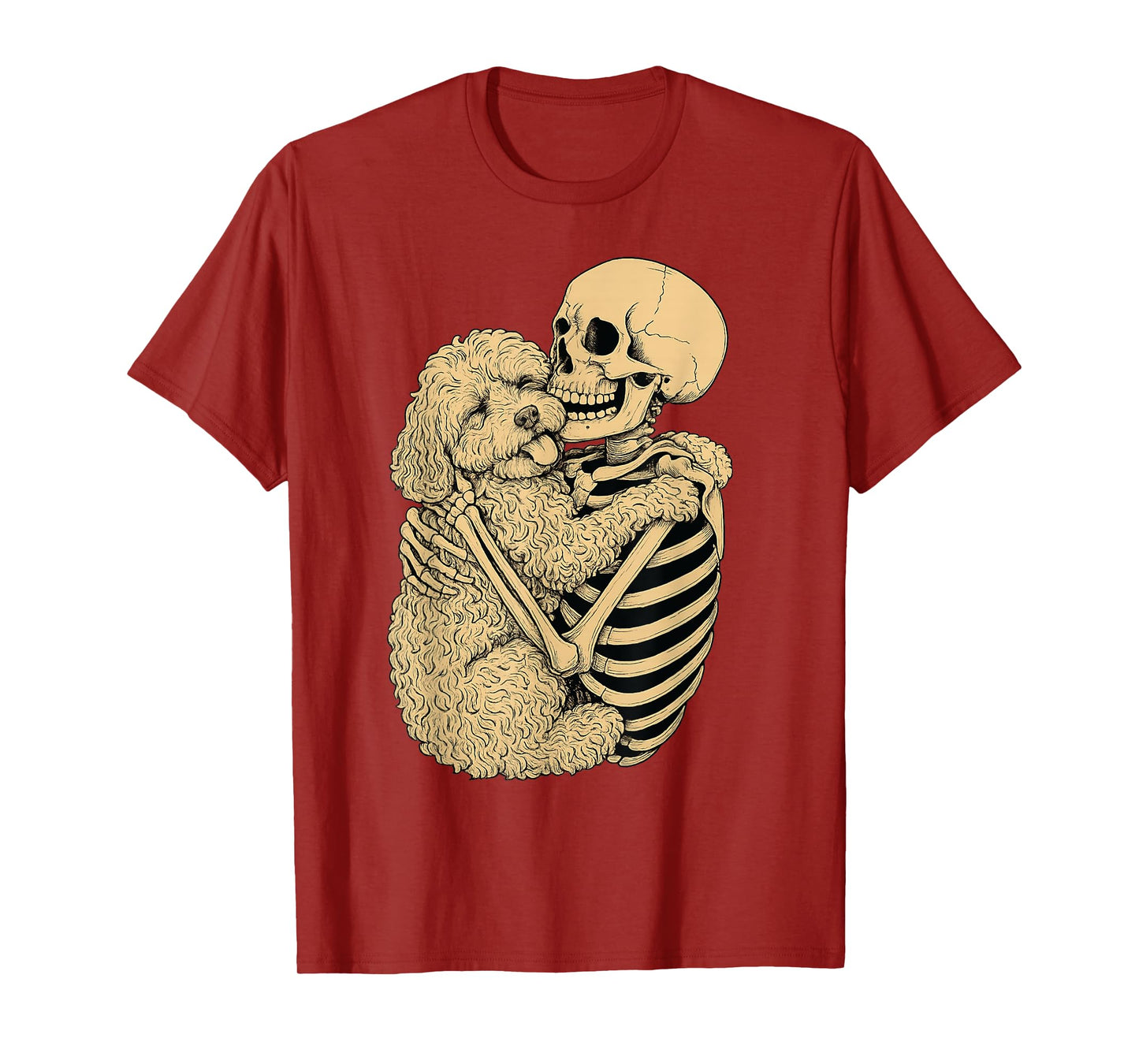 Skeleton Hugging Cockapoo Dog Halloween T-Shirt