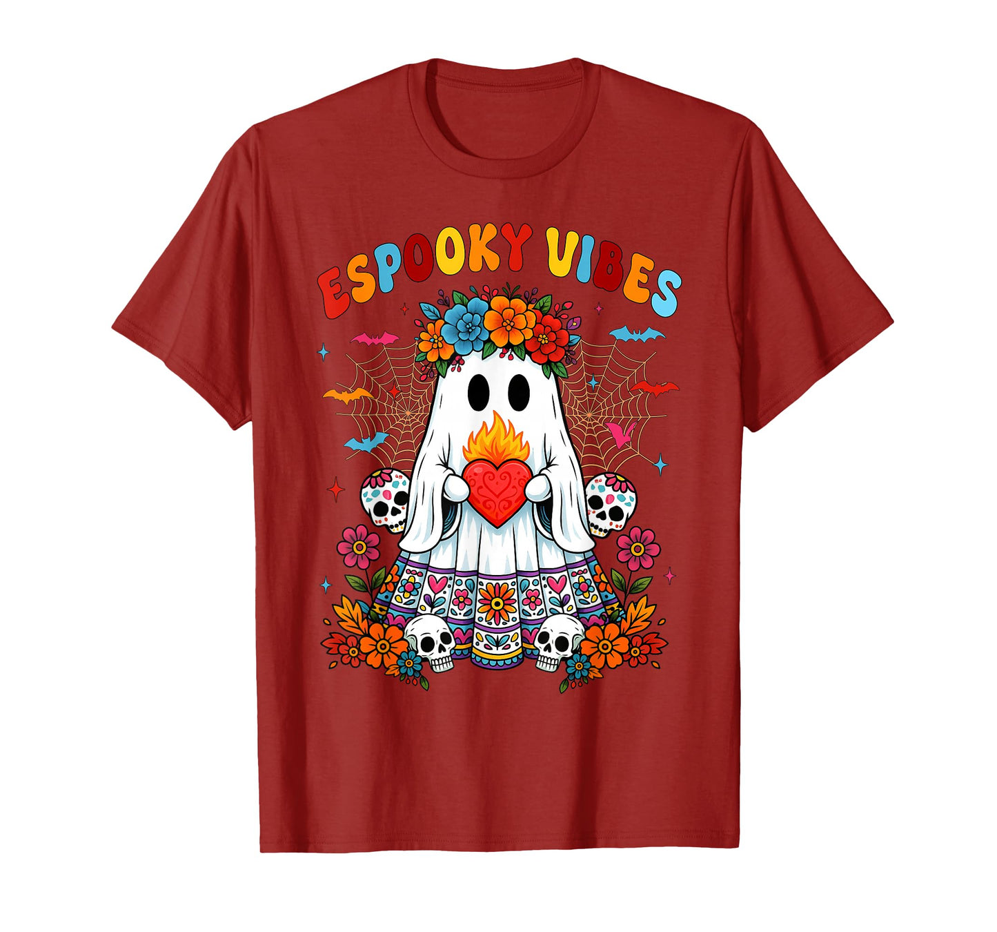 Espooky Vibes Concha Day of The Dead Mexican Halloween Ghost T-Shirt