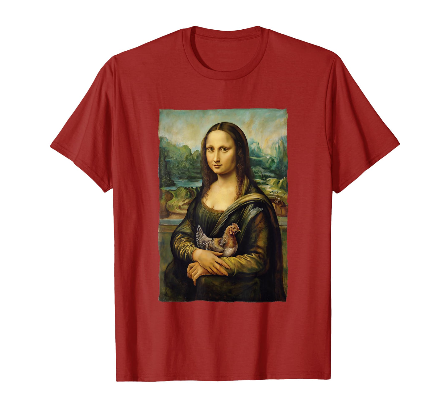 Mona Lisa Holding Chicken Portrait Art Painting T-Shirt