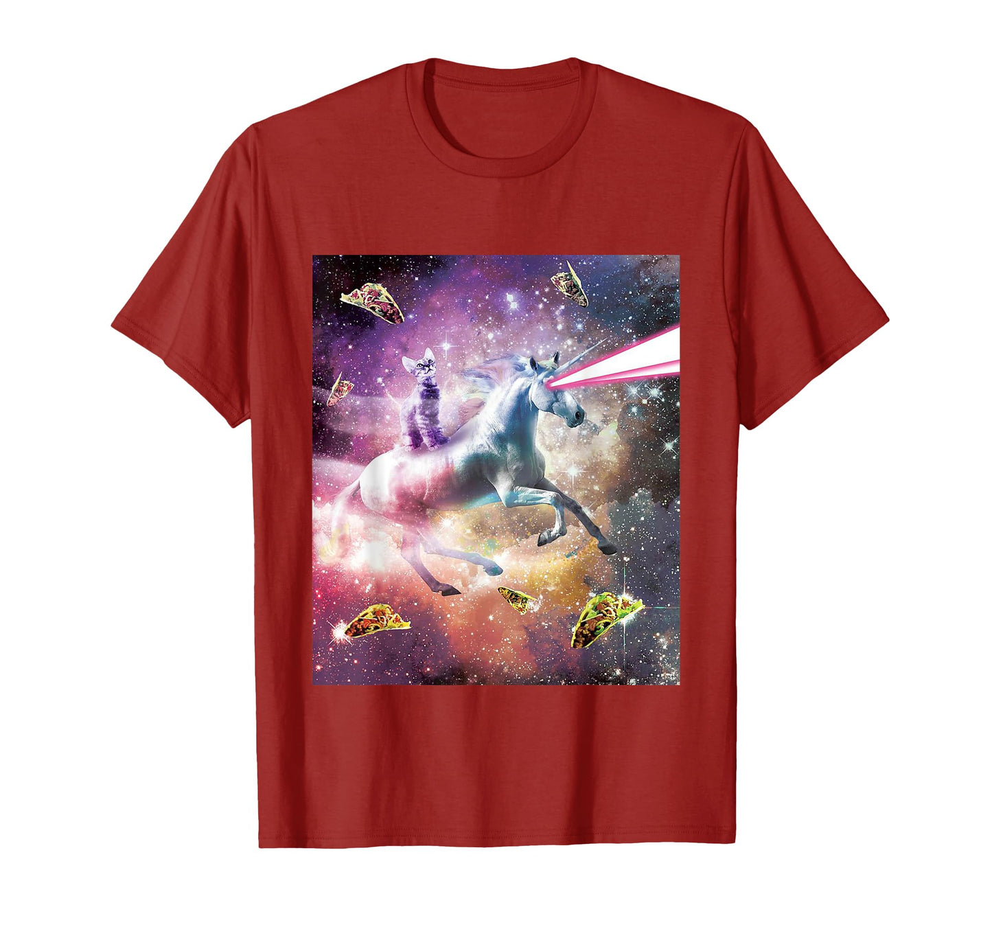 Funny Cute Universe Space Galaxy Cat Meme Unicorn Taco Gift Men Women Kids T-Shirt