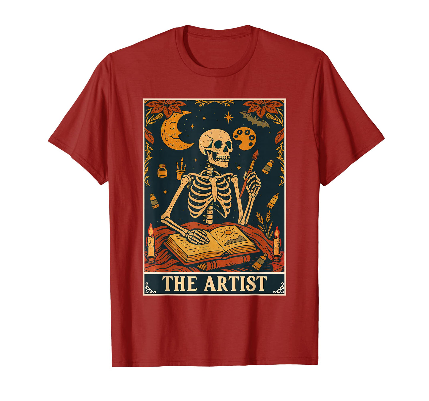 The Artist Tarot Card Skeleton Painting Art Lover Painter T-Shirt