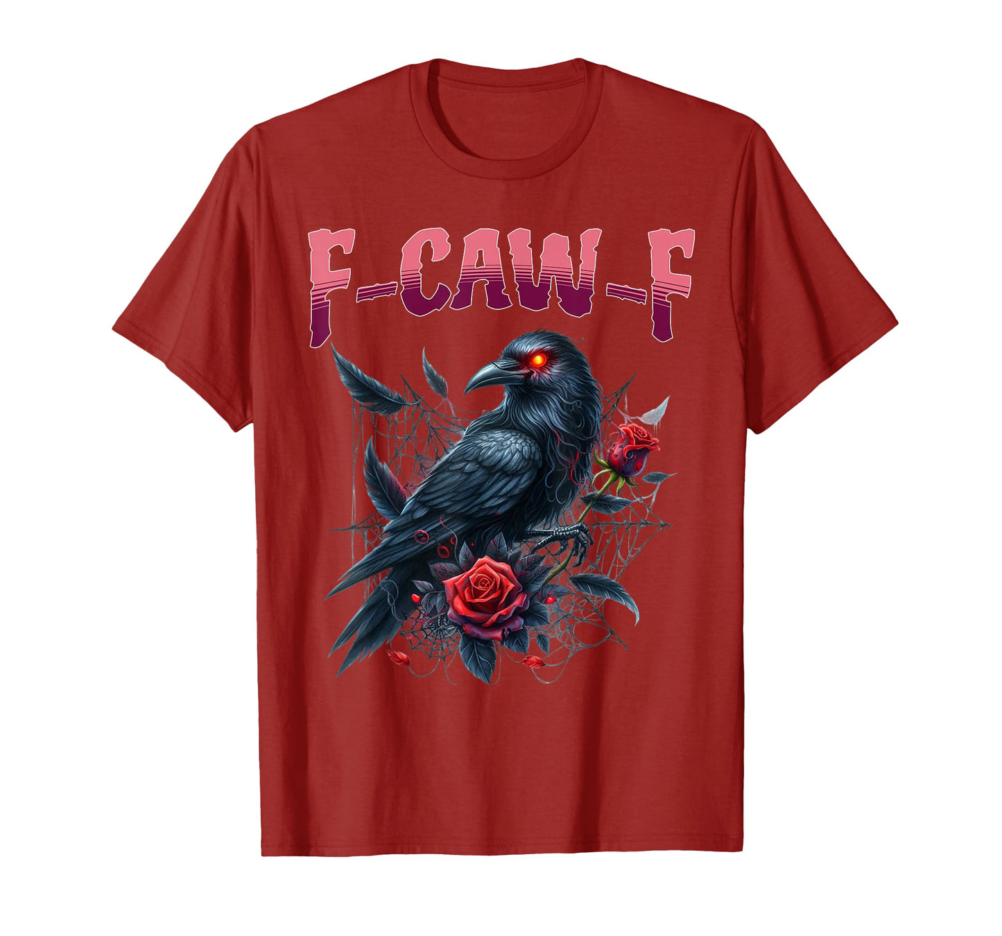 F-CAW-F Funny Black Crow Raven Bird Spider Web Gothic Humor T-Shirt