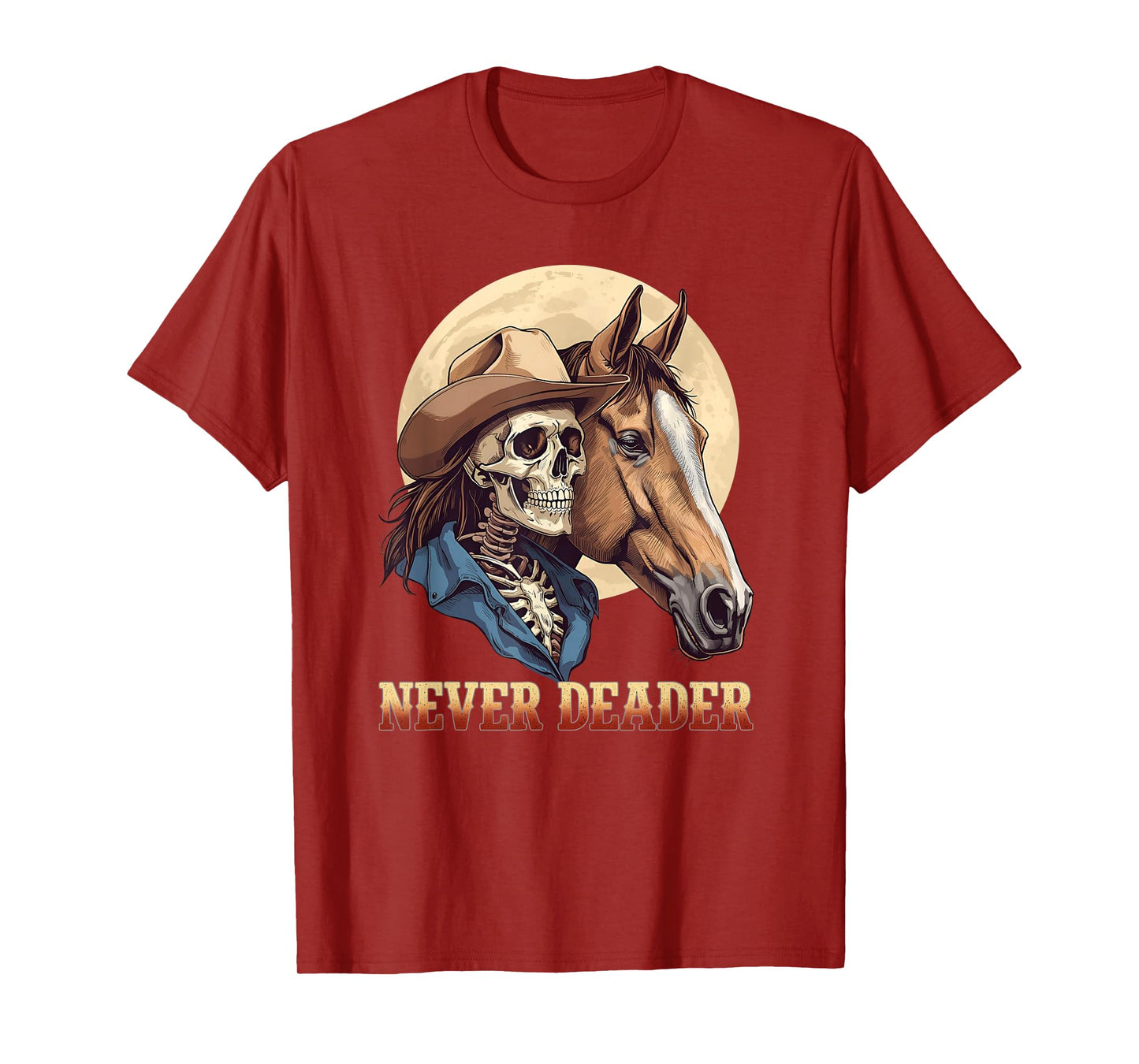 Skeleton Cowboy Riding Horse for Western Spooky Halloween T-Shirt