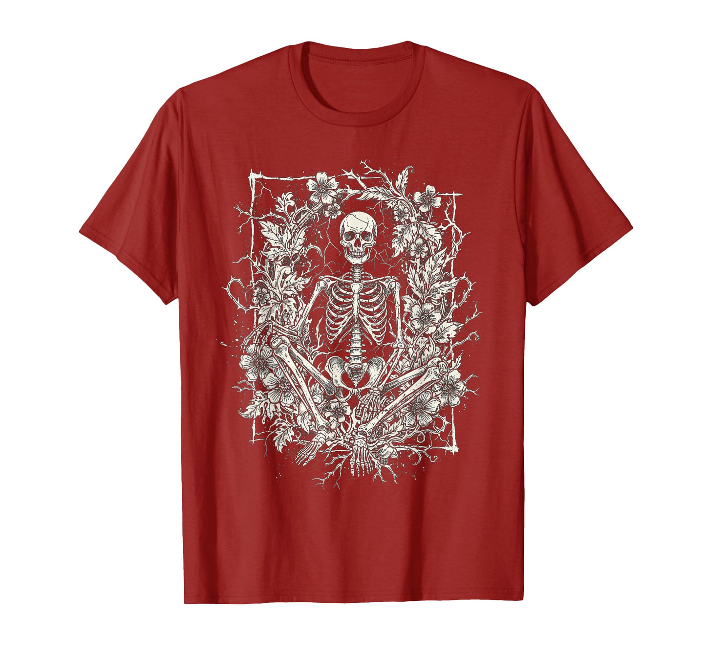 Skeleton Flower with Halloween Art T-Shirt