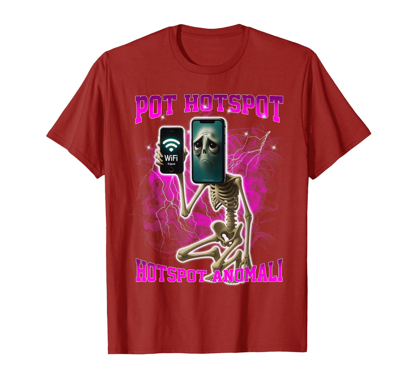 Pot Hotspot Skeleton Meme WiFi Anomali Italian Brainrot T-Shirt