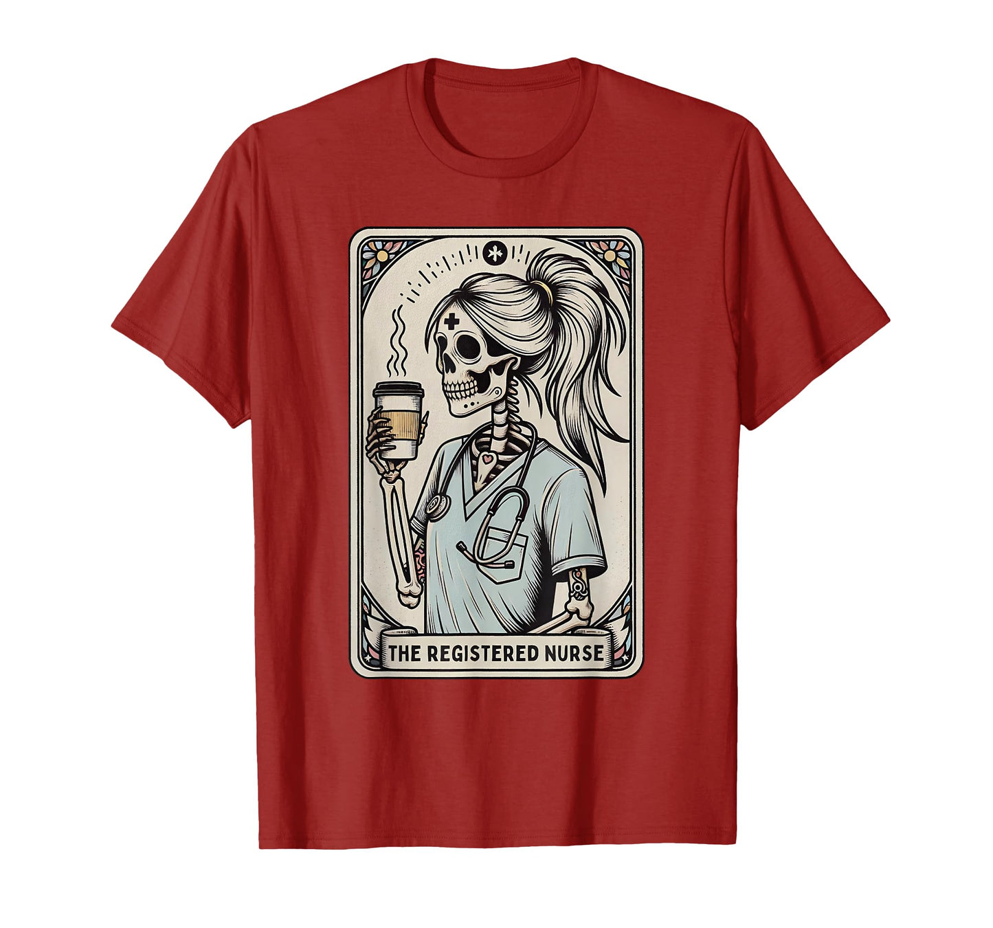 The Registered Nurse Tarot Card Skeleton Happy Halloween T-Shirt