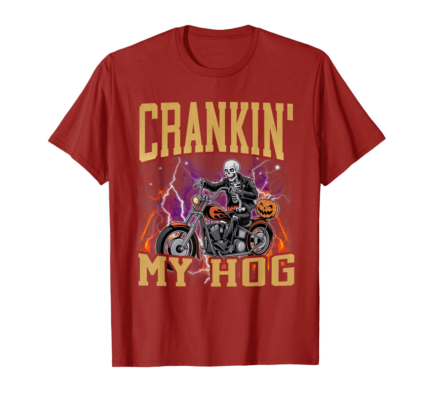 Crankin My Hog Funny Hard Biker Skeleton Meme Bootleg T-Shirt