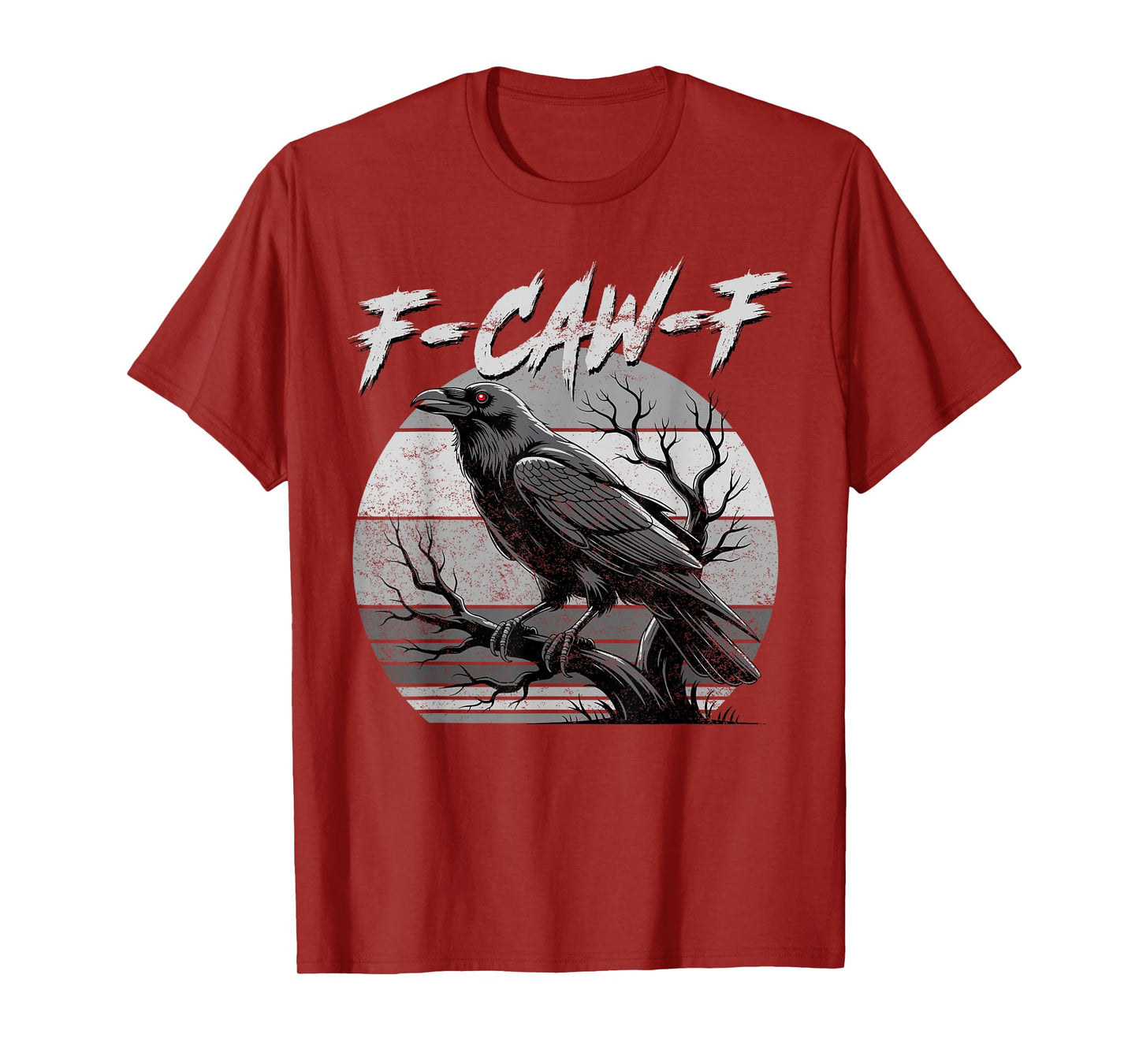 Black Crow F-Caw-F Funny Halloween Moon Gothic Adult Humor T-Shirt