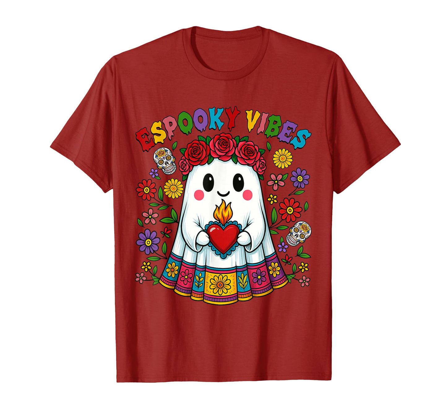 Espooky Vibes Halloween Mexican Concha Ghost Day of The Dead T-Shirt