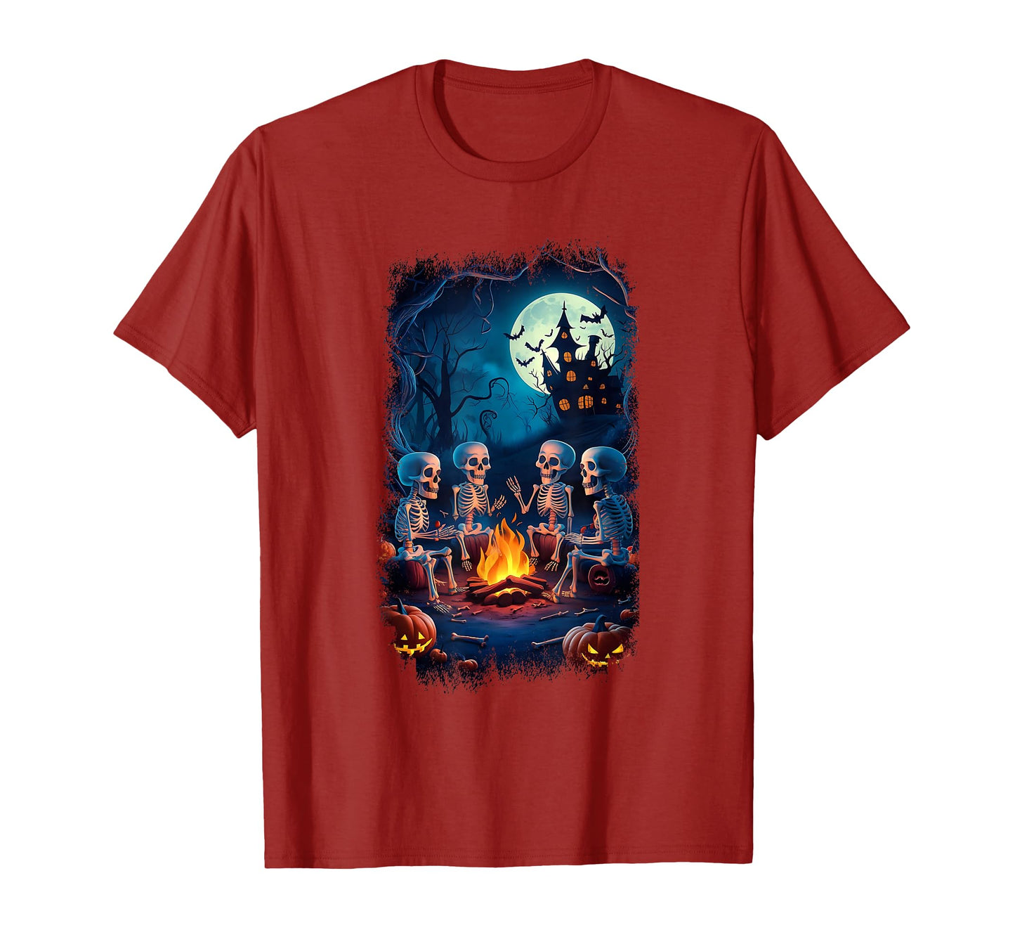 Vintage Ghost Gothic Skeleton Camping Halloween T-Shirt