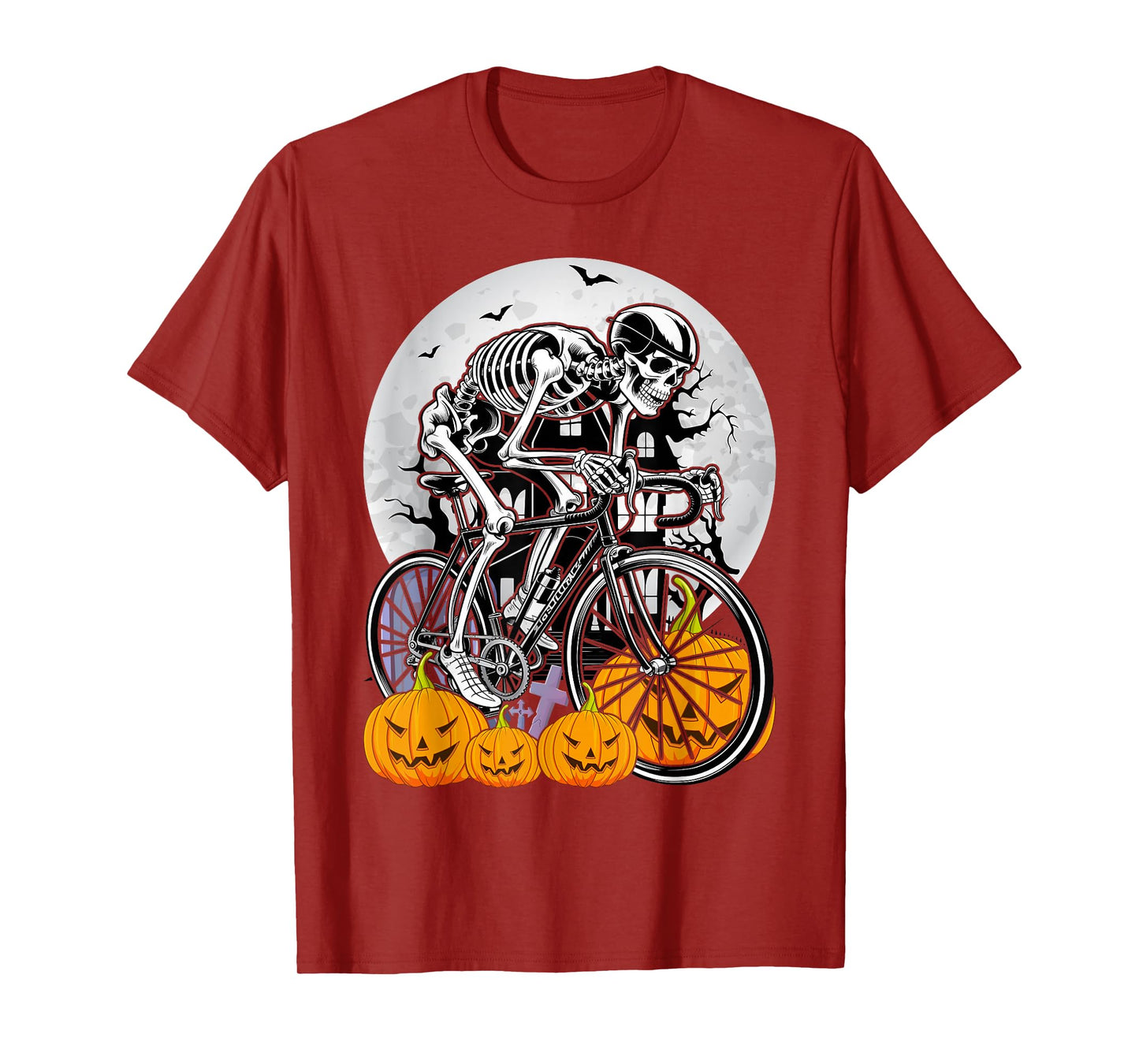 Skeleton Cyclist Bicycle Halloween Costume Men Women Kids T-Shirt
