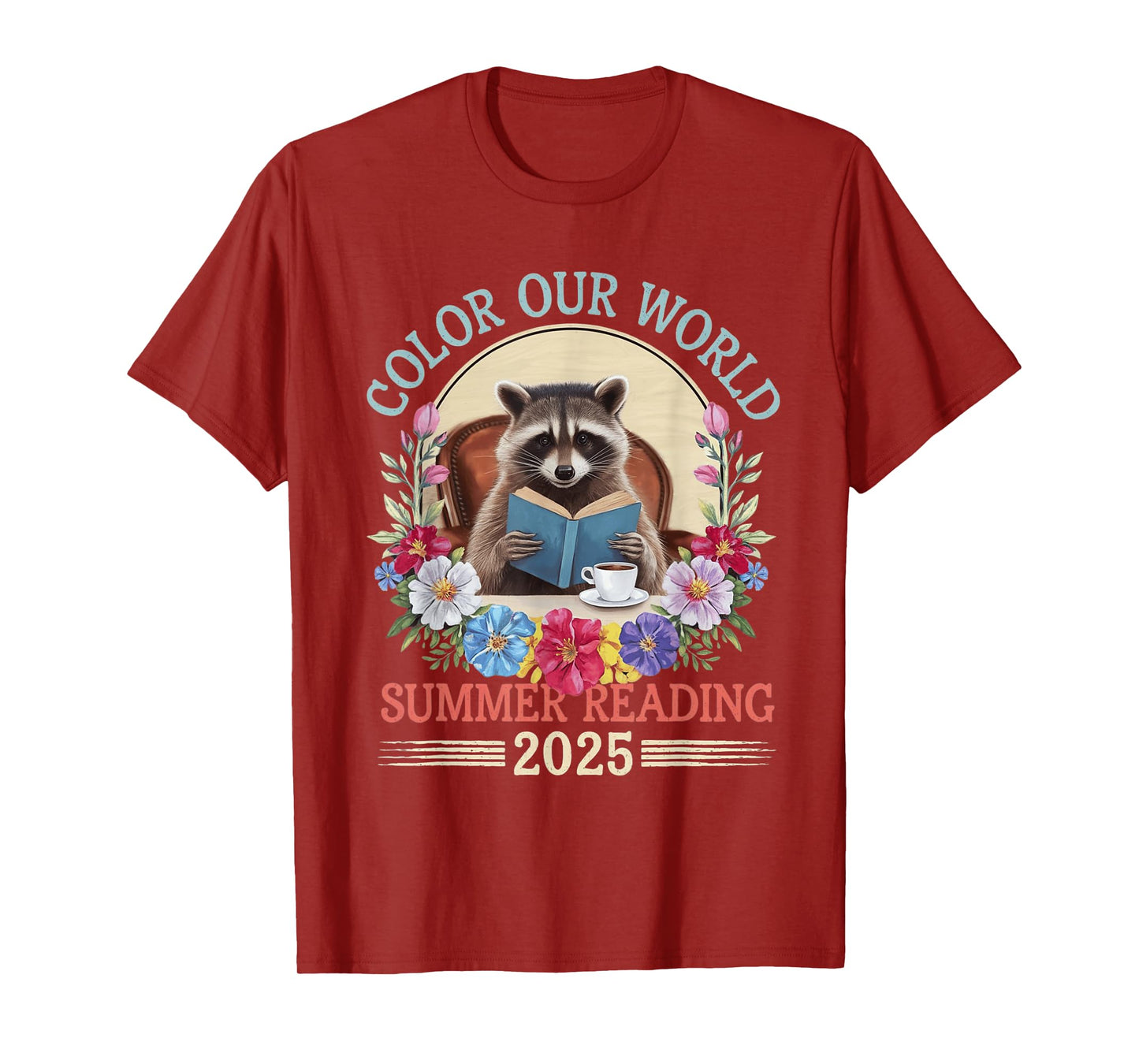 Color Our World Raccoon Summer Reading 2025 T-Shirt