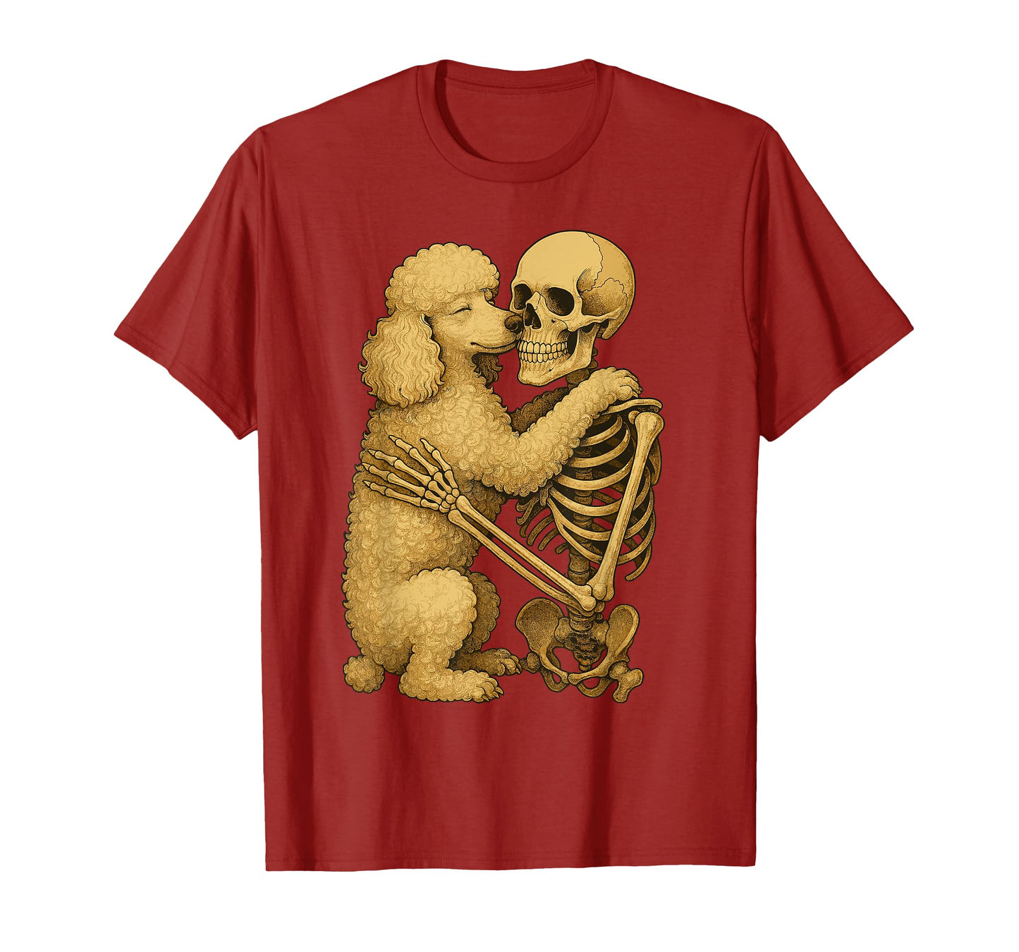 Skeleton Hugging Poodle T-Shirt