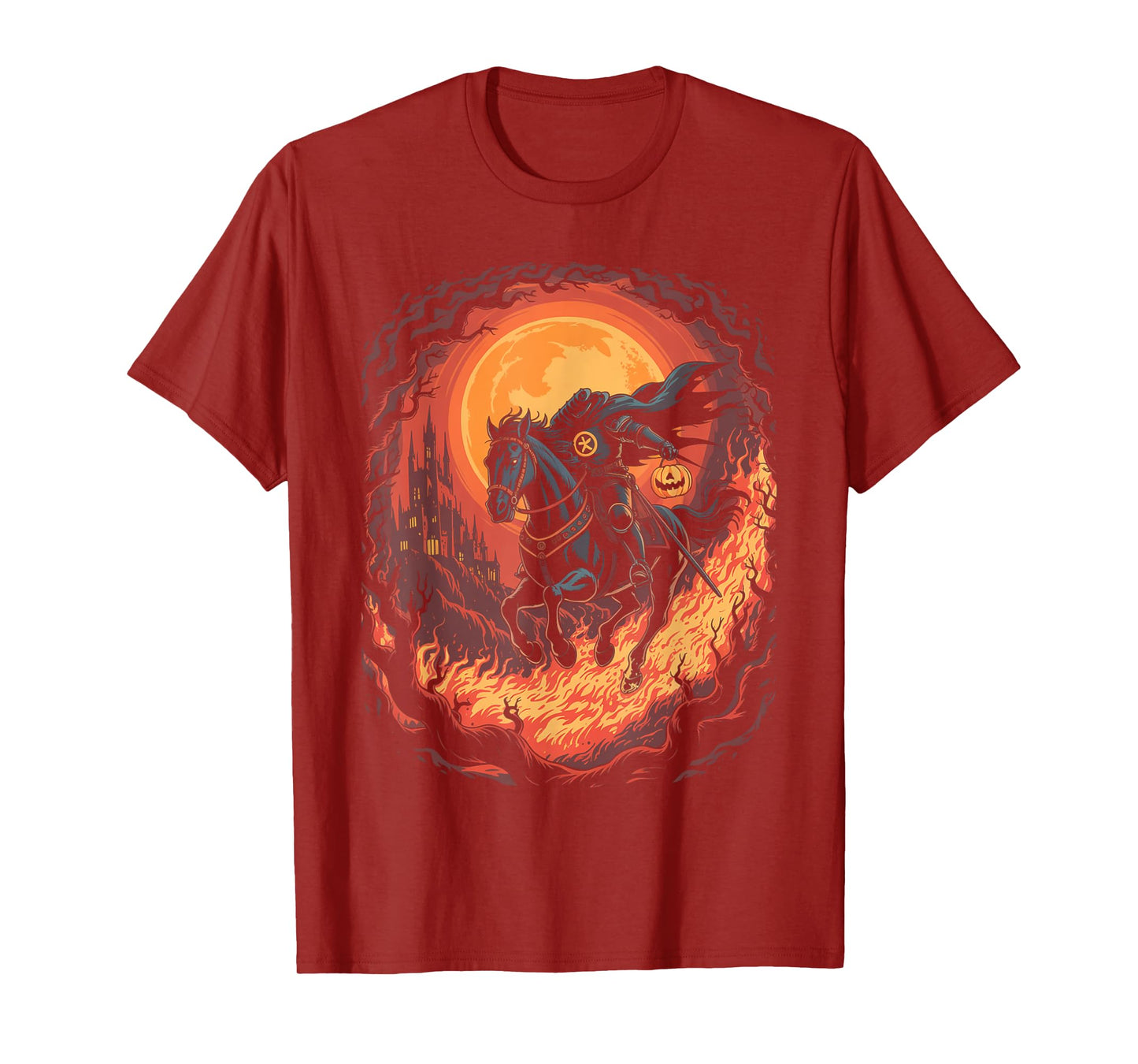 Scary Pumpkin Headless Horseman Halloween T-Shirt