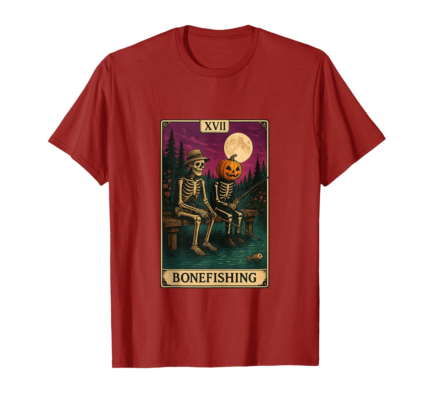 Tarot Card Bonefishing Jack O Lantern Skeleton Fishing Tank Top