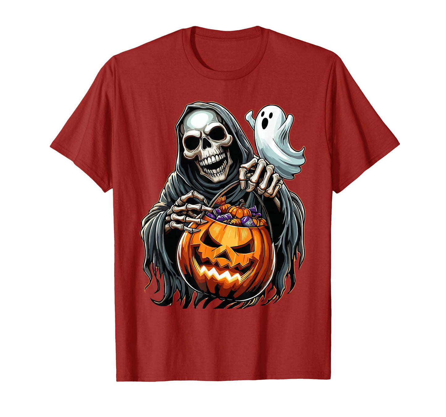 Scary Halloween Skeleton Ghost Spooky Candy Bag T-Shirt