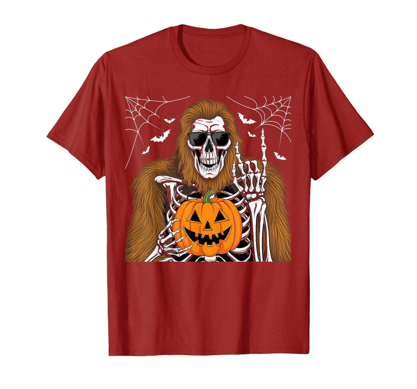 Funny Spooky Bigfoot Jack O Lantern Skeleton Halloween T-Shirt