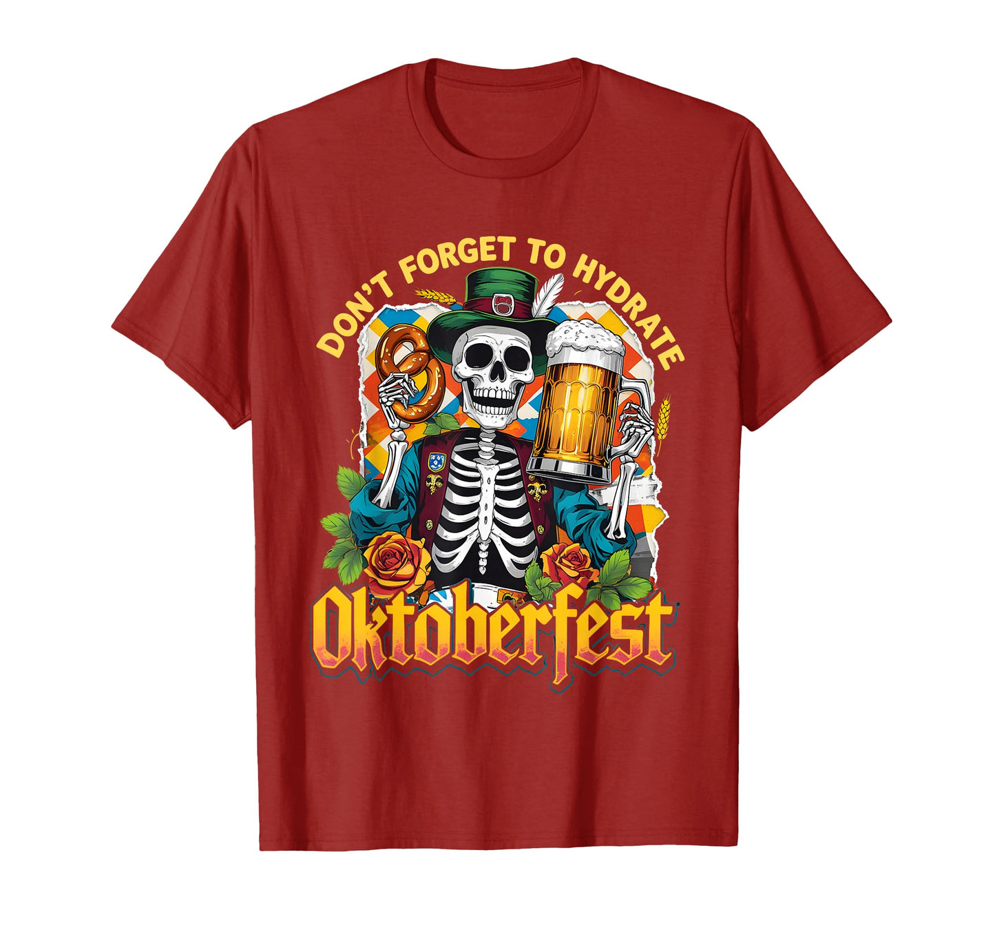 Oktoberfest Skeleton Funny Beer Drinking Hydrate T-Shirt