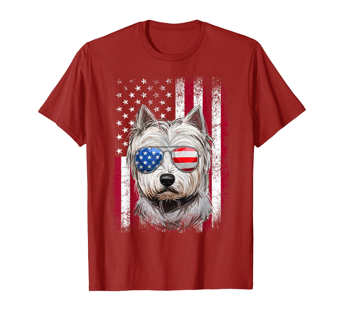 American Flag Patriotic Westie Dog Lover 4th Of July T-Shirt