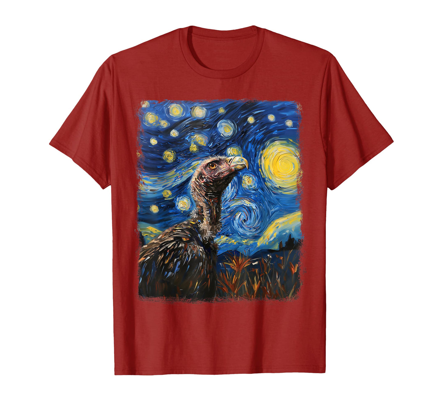Vulture Bird Starry Night Painting T-Shirt