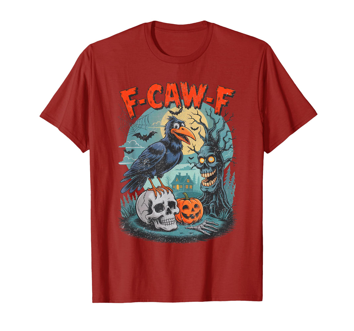Funny Raven Black Crow Spooky Halloween Season Vibes F-Caw-F T-Shirt