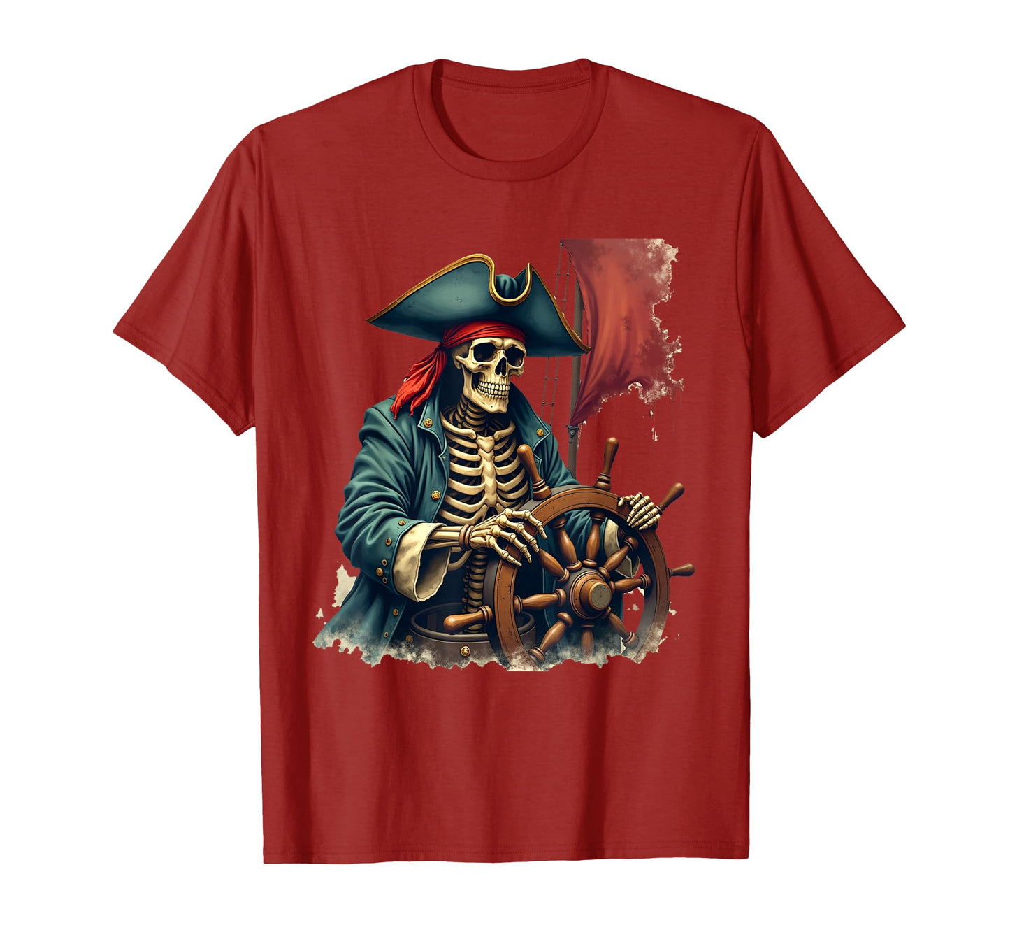 Skeleton Pirate Scary Halloween Costume Mens Boys Kids T-Shirt