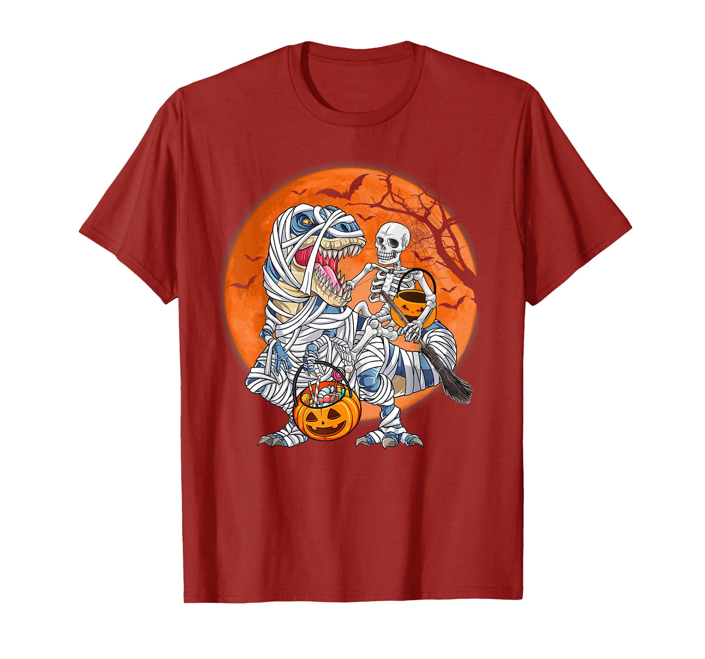 Halloween Tee for Boys Men Dinosaur Mummy Pumpkin Funny T-Shirt