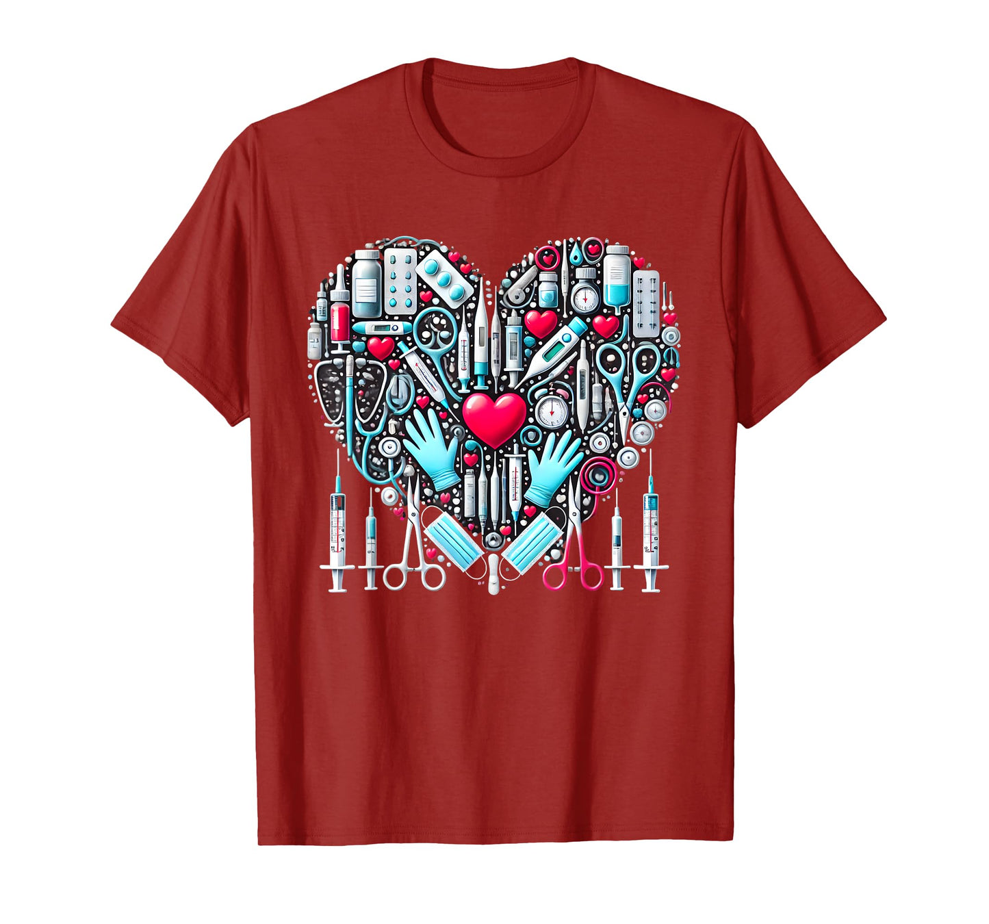 Nurse Valentines Day Heart Love Cute RN Nurse Graphic Women T-Shirt