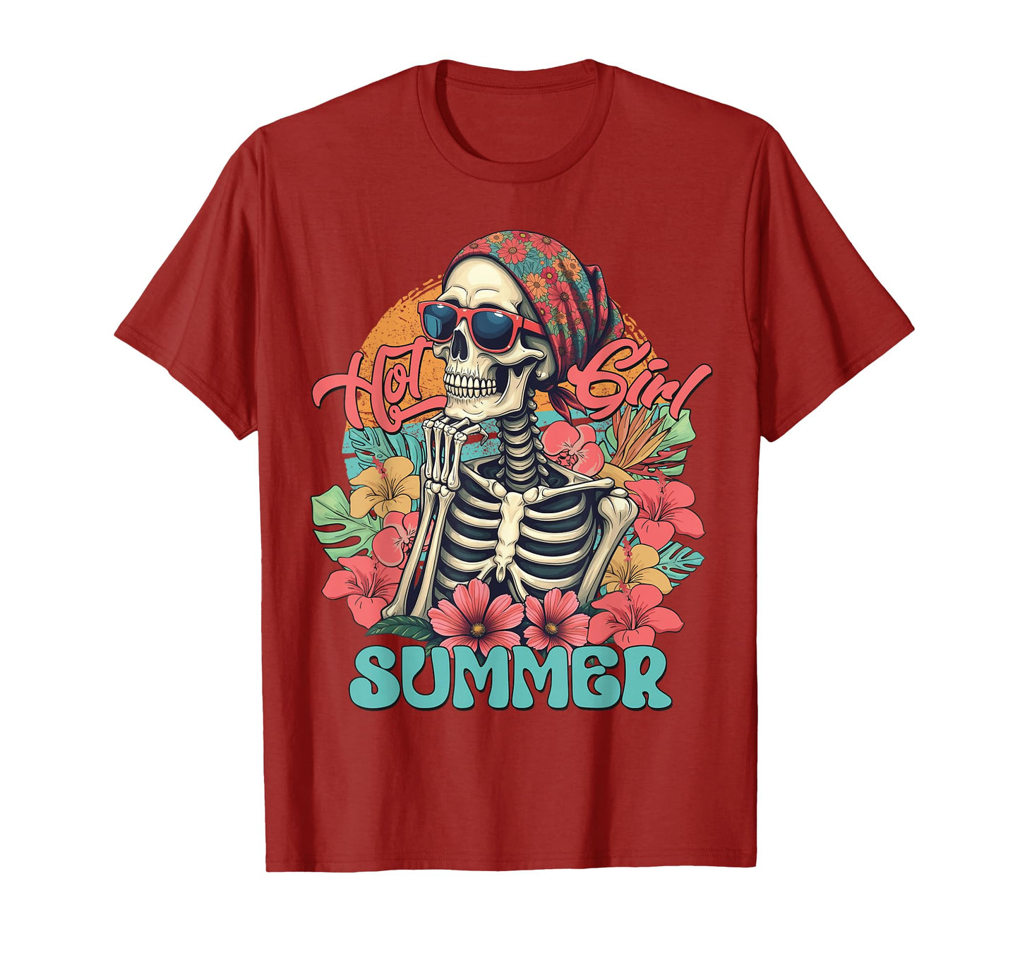 Girl Skeleton Summer, Beach Vacation Girl,Skull Summer Vibes T-Shirt