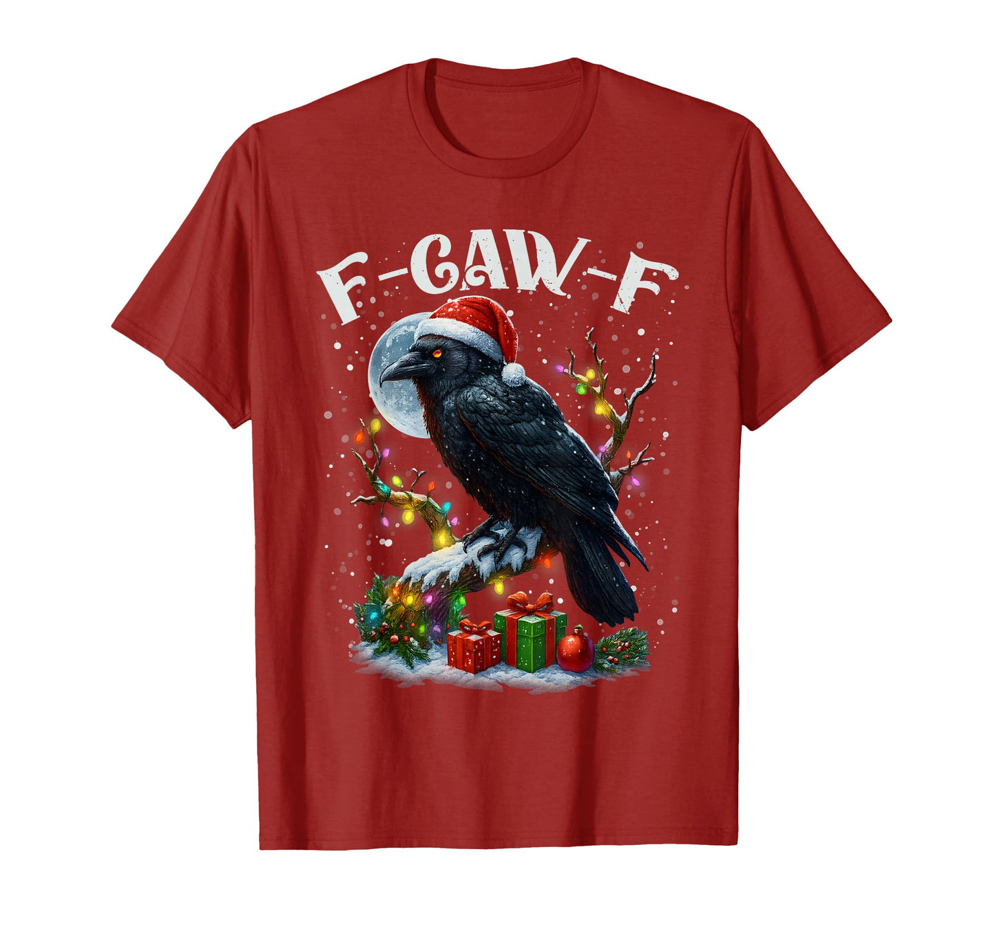 Merry F-Caw-F Funny Christmas Black Crow Merry Xmas F-Caw-F T-Shirt