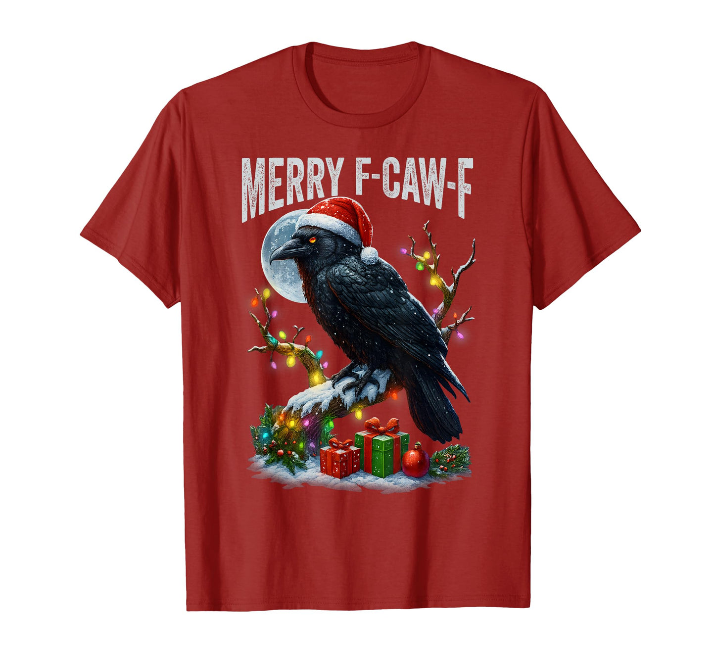 Merry F-Caw-F Funny Christmas Black Crow Merry Xmas F-Caw-F T-Shirt